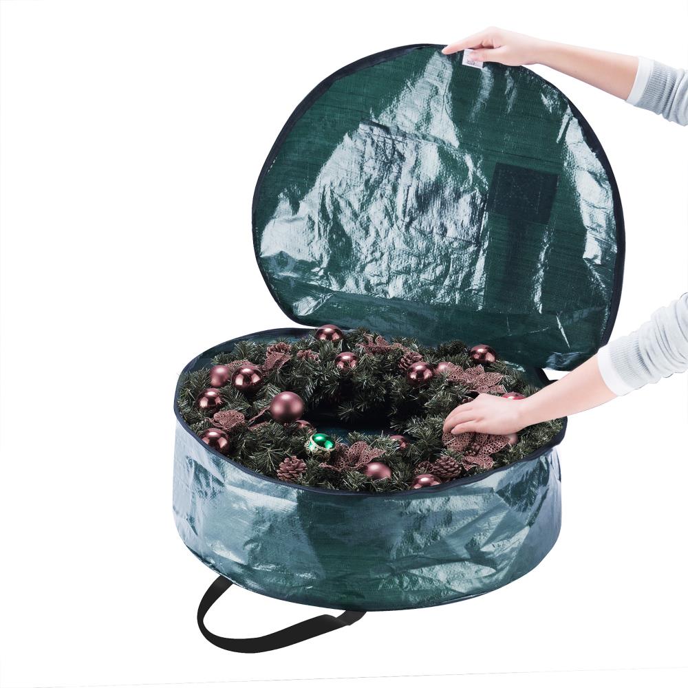 Hastings Home 781759HZN 24-Inches x 7-Inches Green Nylon Collapsible Wreath Storage Container (Accommodates Wreath Diameters Up to 24-in )