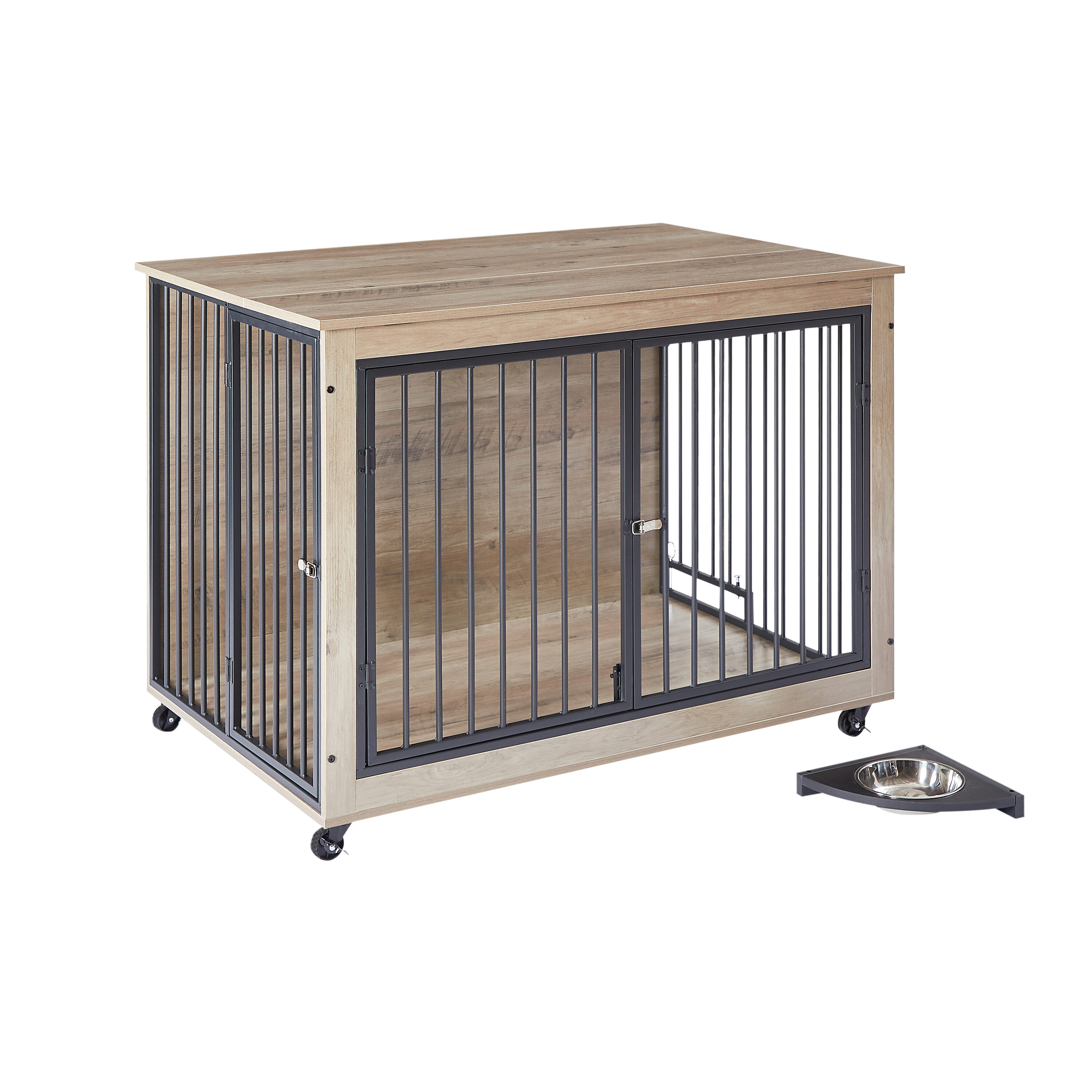 LIVIZA GIJ-DC001-44GY Medium (26 - 40 lbs.) Wire Dog Crate Indoor ( 3.64-Feet L x 2.49-Feet W x 2.81-Feet H )