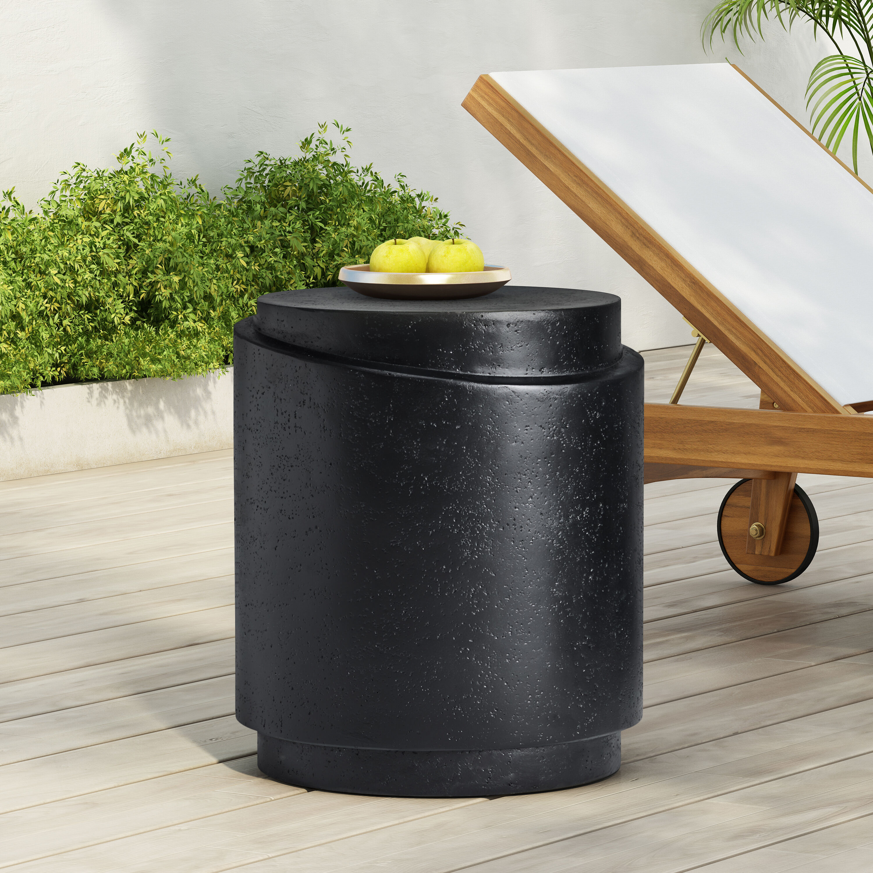 Christopher Knight Home Creighton Outdoor MGO Side Table with Compact Design in Black