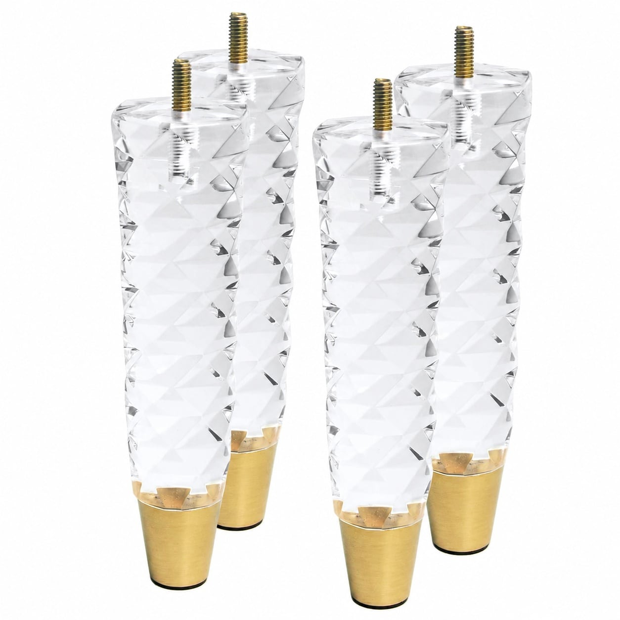 Aoibox  Set of 4 Clear Diamond Pattern Acrylic Furniture Legs with Metal End Caps 7 8 in Height for Sofa