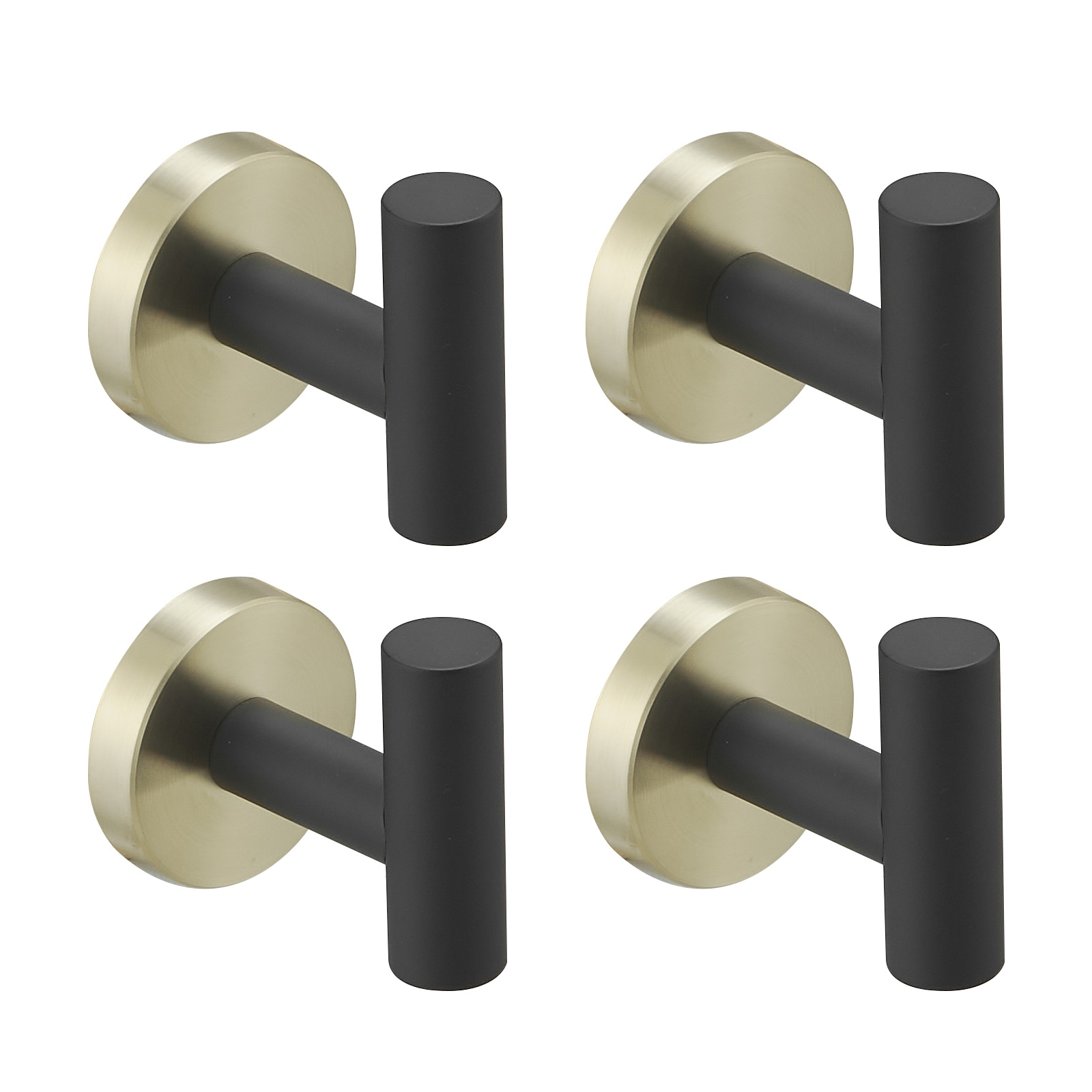 BWE A-91004-4-GBK-1 Black and Gold 4 -Hook Wall mount Towel Hook