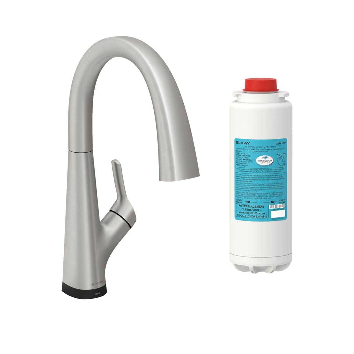 Elkay Lkav7051fls Avado Single Hole 2 In 1 Kitchen Faucet With Filtered Drinking Water Rous Steel
