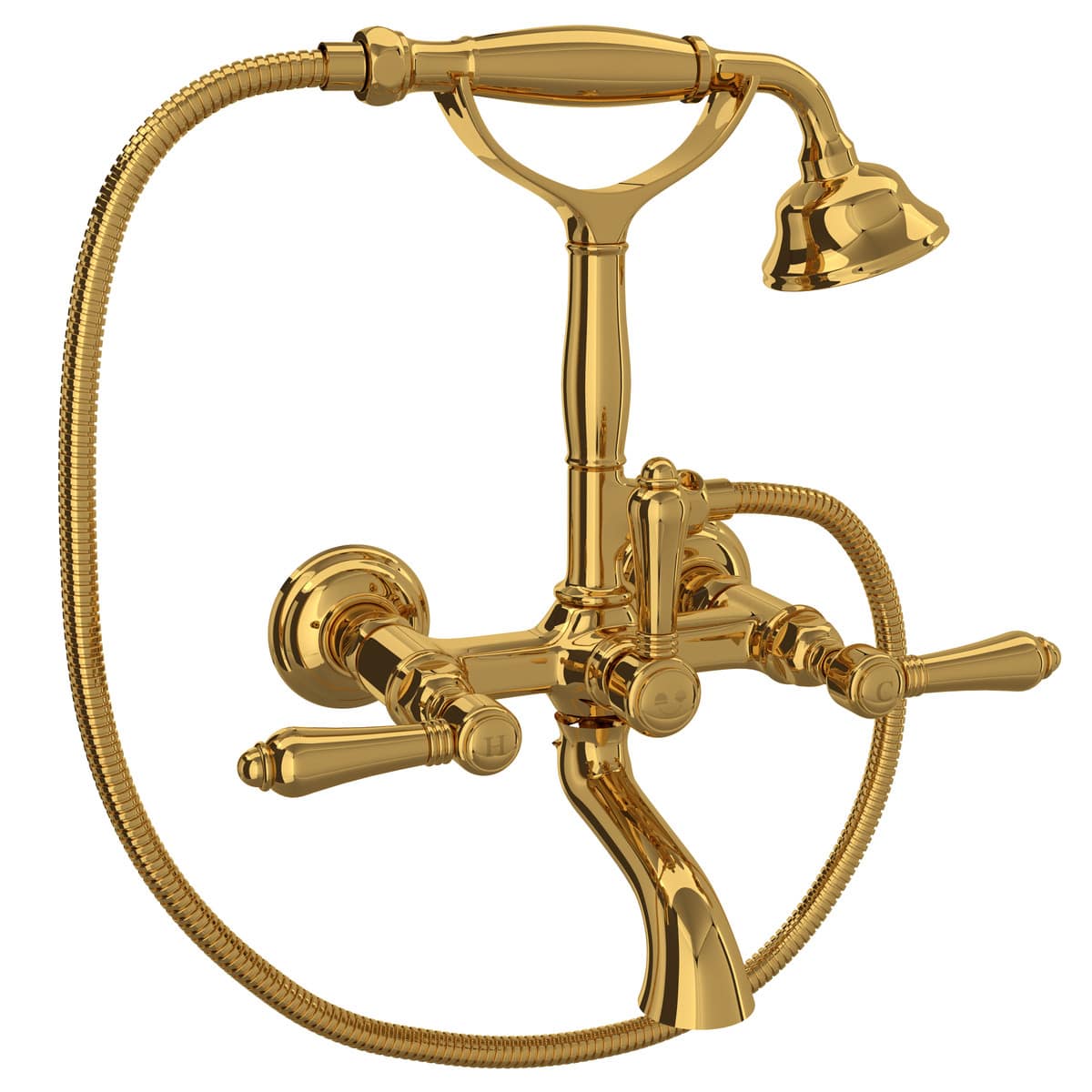 Rohl A1401LMULB Acqui Tub Filler with Single Function Handshower in Unlacquered Brass (Valve Included)