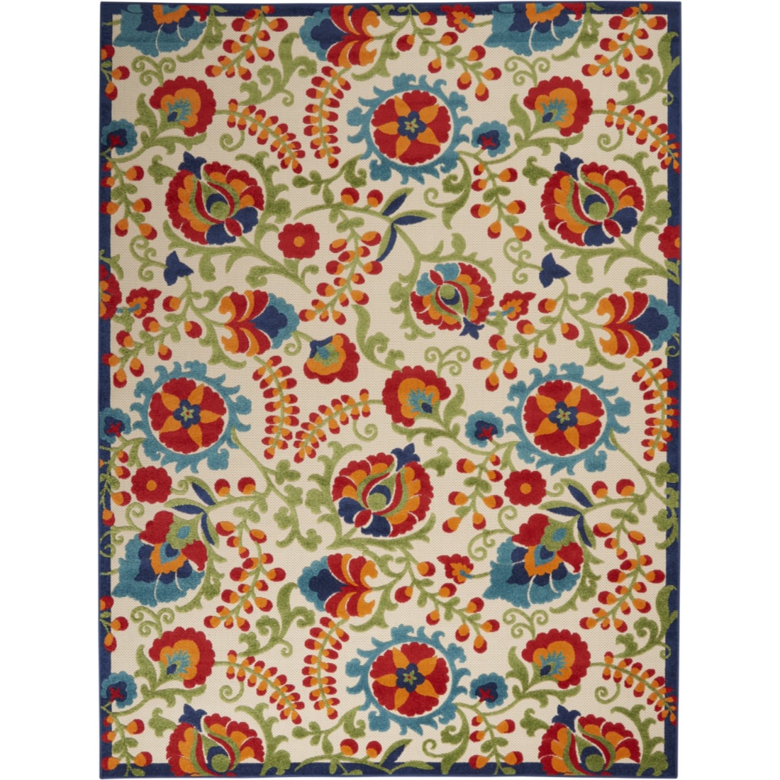 HomeRoots 4000384802 8 x 11 (ft) Polypropylene Multicolor Rectangular Indoor/Outdoor Floral Area rug