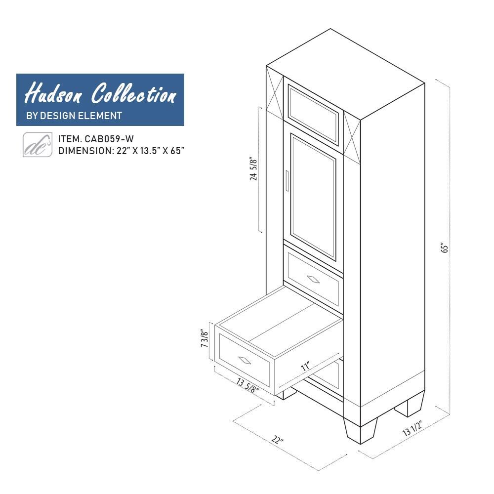 Design Element CAB059-W Linen-Cabinets - View #4