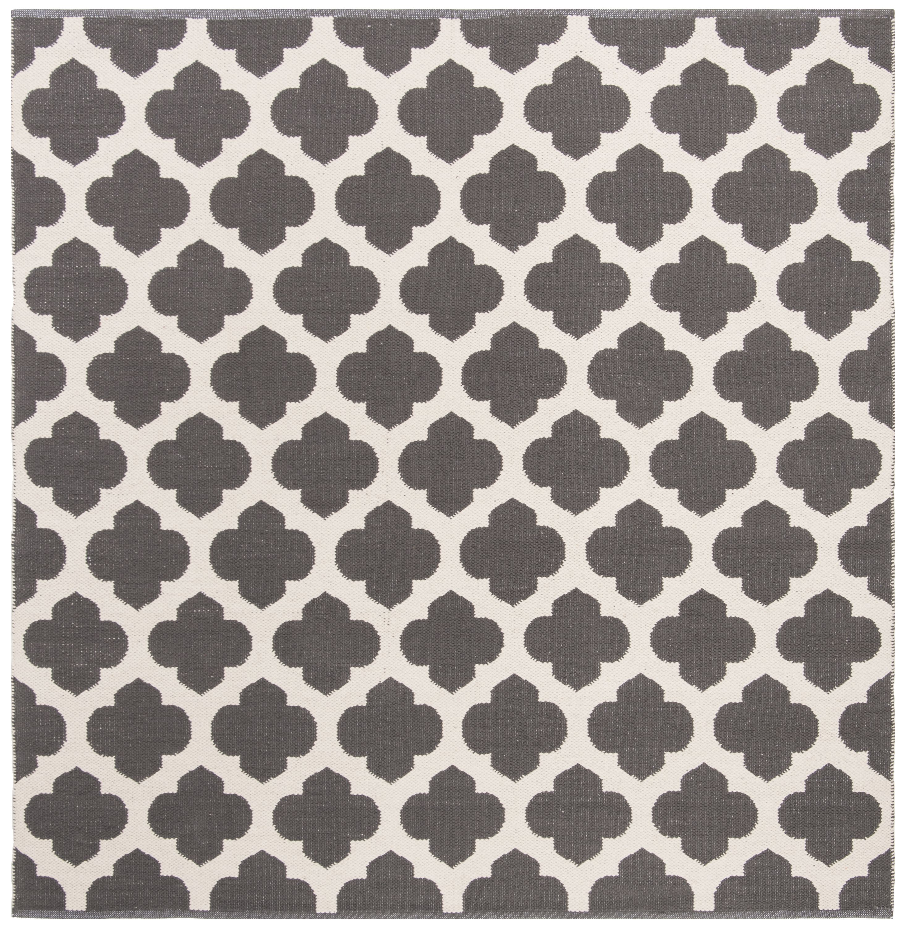 Safavieh MTK723E-6SQ Montauk Salvo 6 x 6 (ft) Cotton Dark Gray/Ivory Square Indoor Trellis Farmhouse/Cottage Area rug