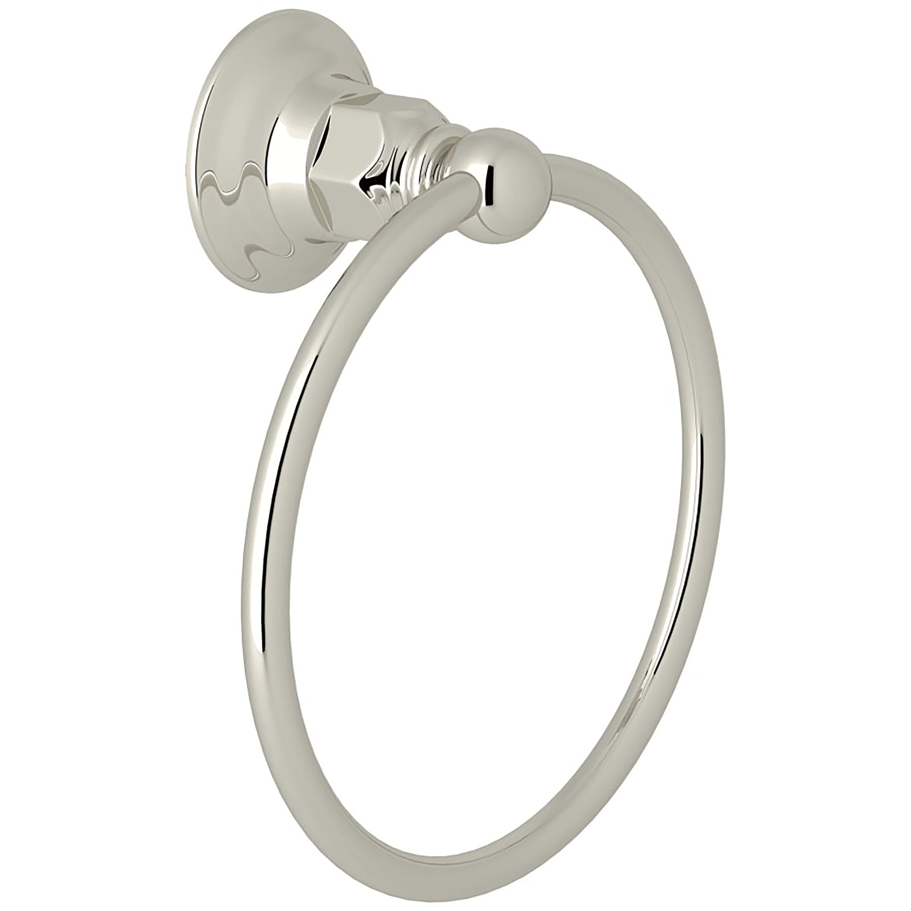 Rohl ROT4PN Polished Nickel Wall mount Single Towel Ring
