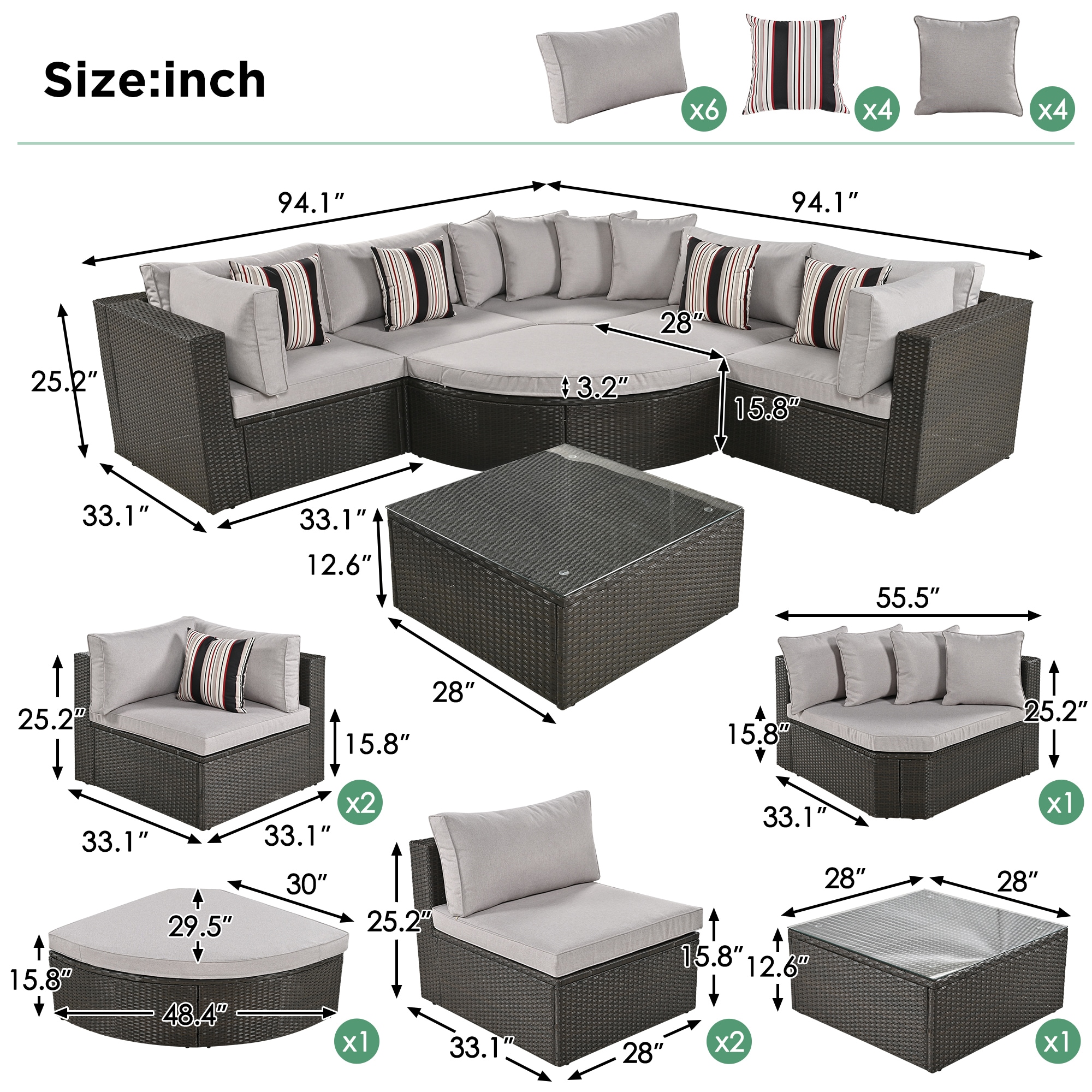 CASAINC CEW-HZ009-GR Patio-Sofas-Daybeds - View #4