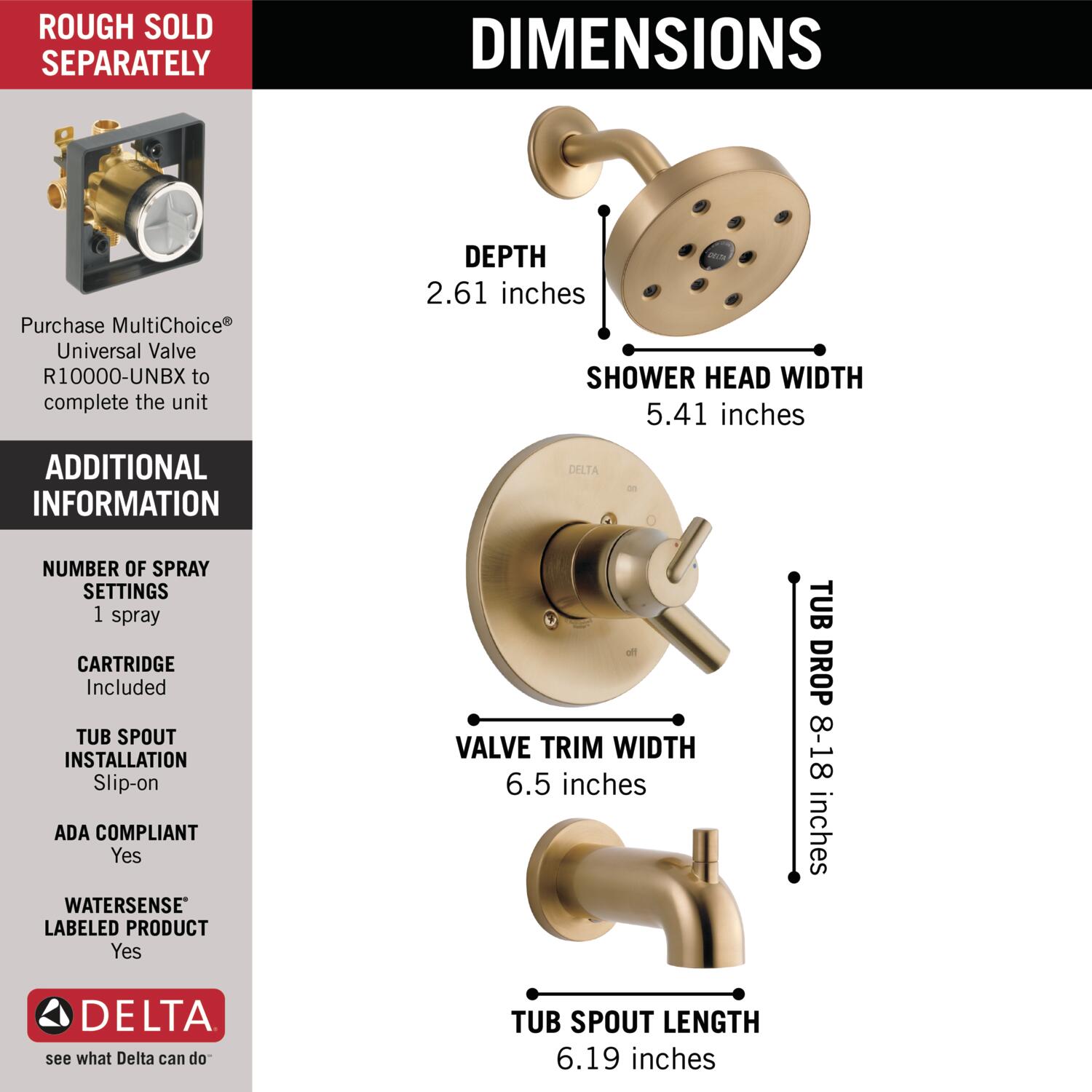Delta T17459-CZ Tub-Shower-Faucets - View #2