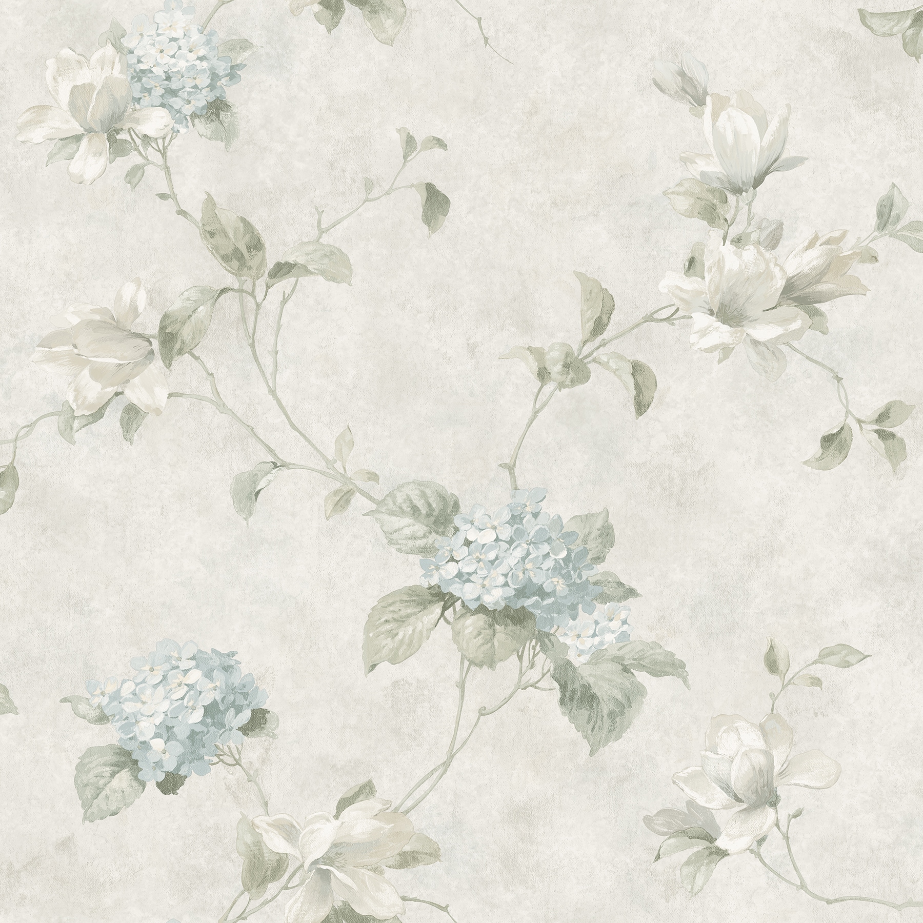 Removable Water-Activated Wallpaper White Floral Gadren Botanical Spring Flower 