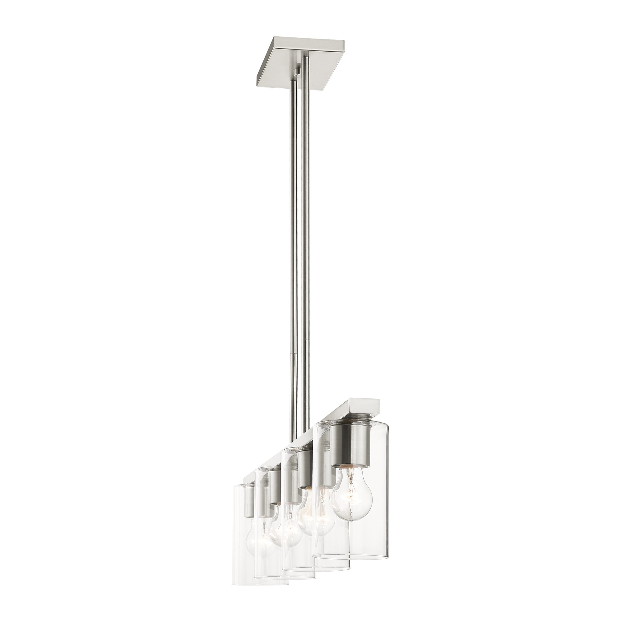 Brushed Nickel 4-Light Crystal Chandelier with Clear Glass