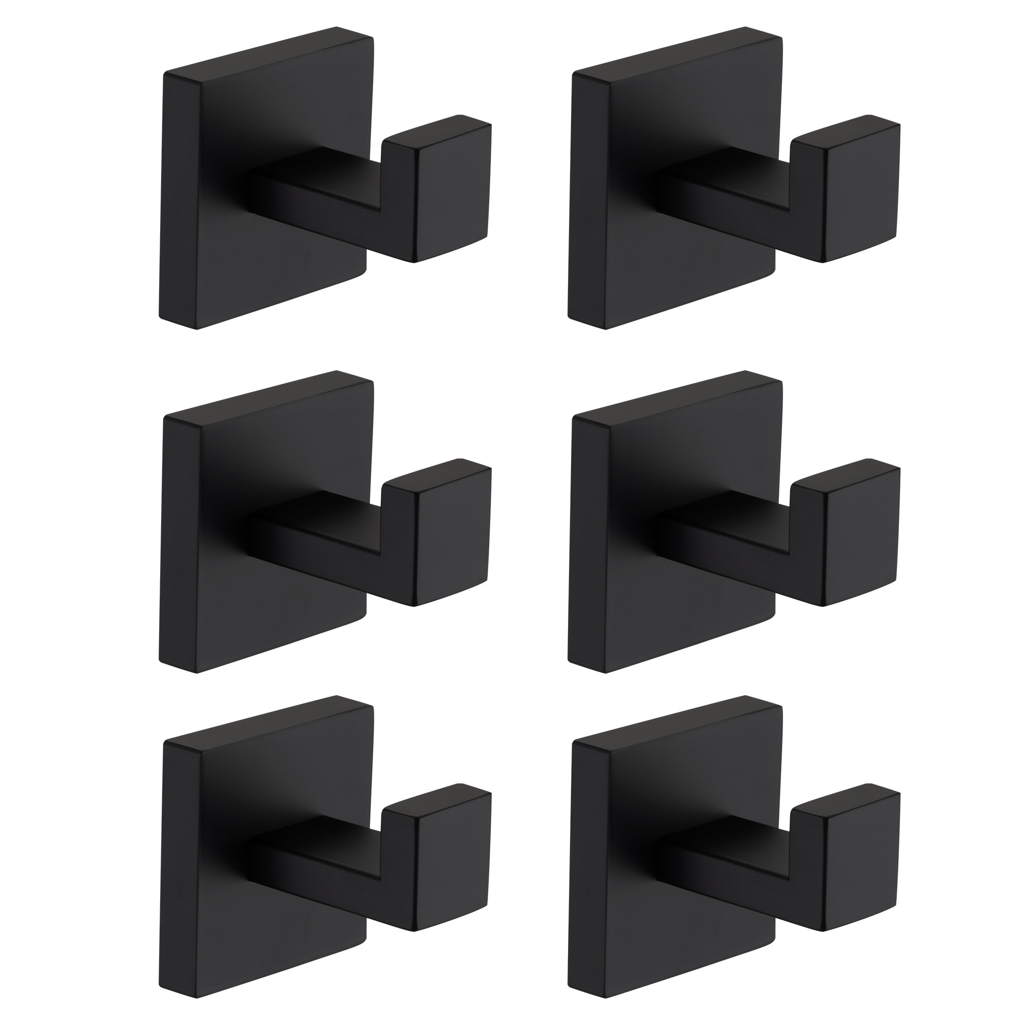 Boyel Living - 6-Piece Wall-Mounted Stainless Steel Towel Hook Set in Matte Black