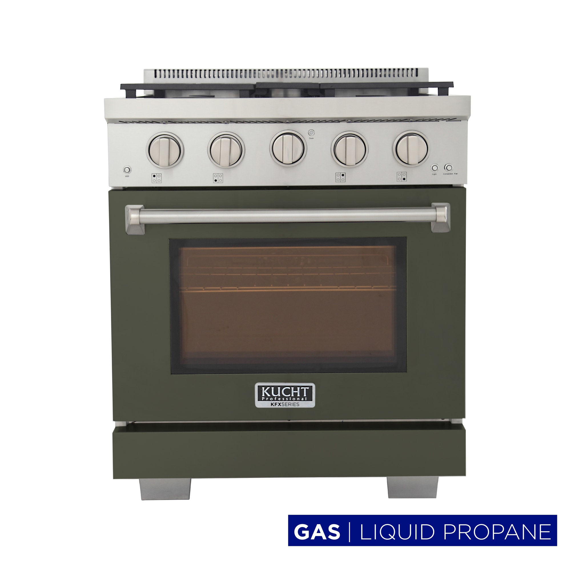 Kucht KFX3000X-LP-G 30-in 4 burners 4.2-cu ft Convection Oven Freestanding Liquid Propane Gas Range ( Olive Green )
