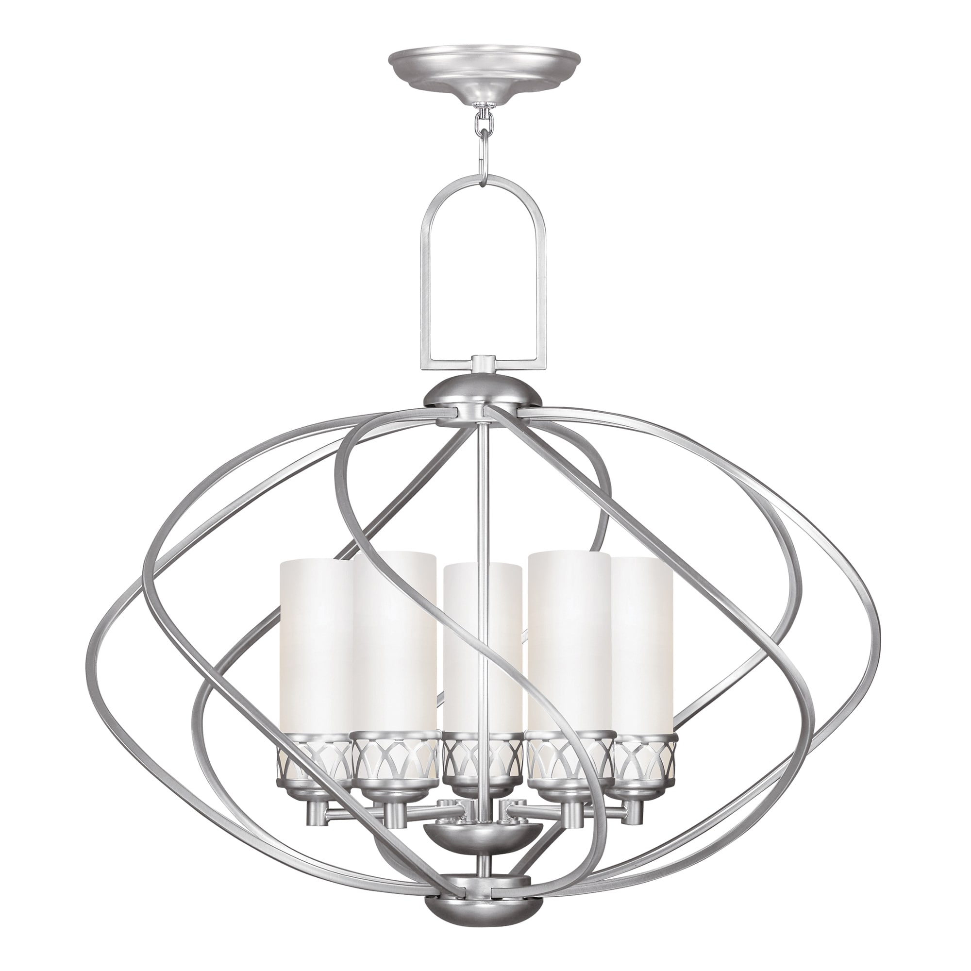 Livex Lighting 4725-91 Westfield 5 -Light Brushed Nickel Transitional For Use in Bathrooms, Bedrooms, Dining Rooms, Foyers, Kitchens, Living Rooms Chandelier
