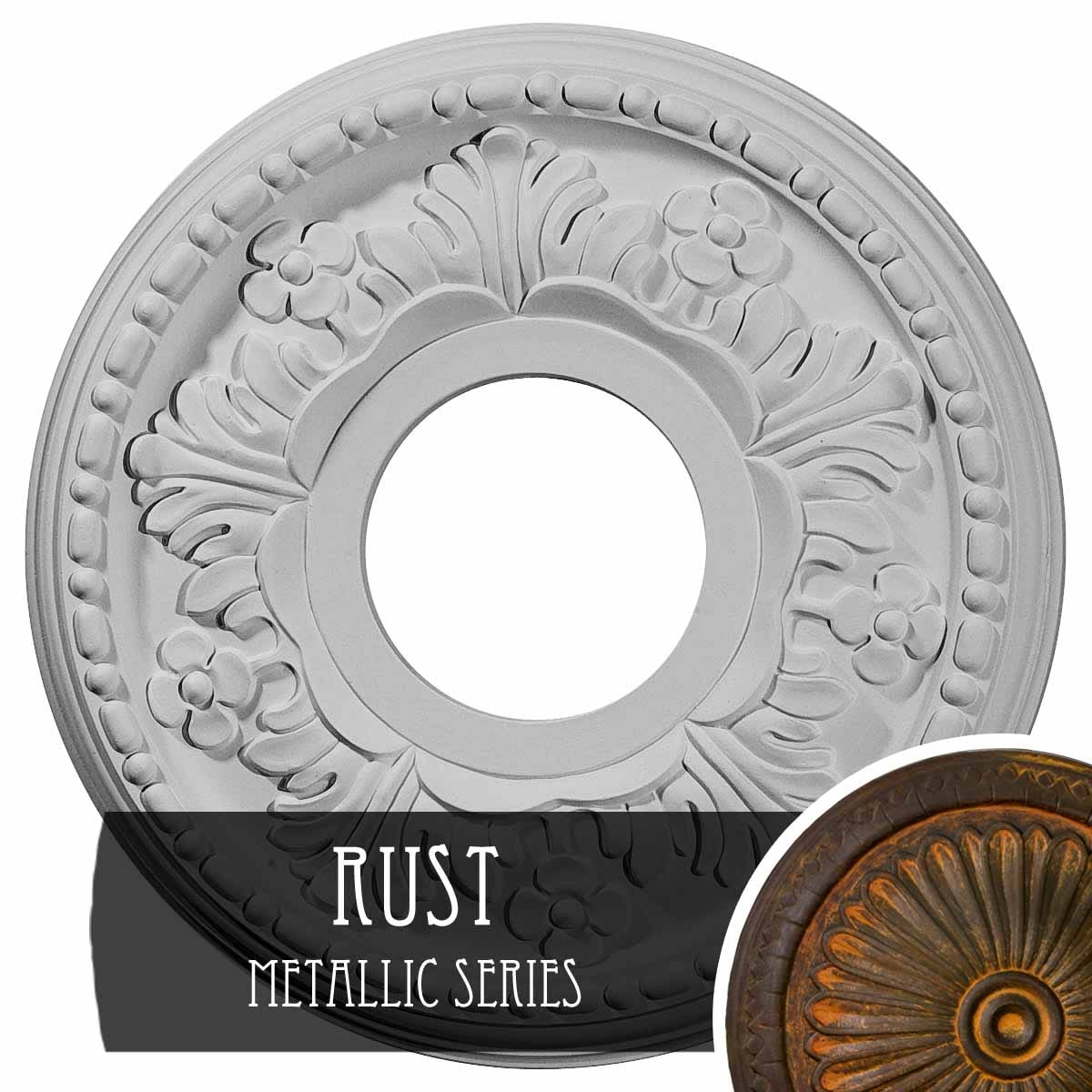 Ekena Millwork CM11HERUS Helene 11.875-in W x 11.875-in L Painted Rust Polyurethane Whole Ceiling Medallion