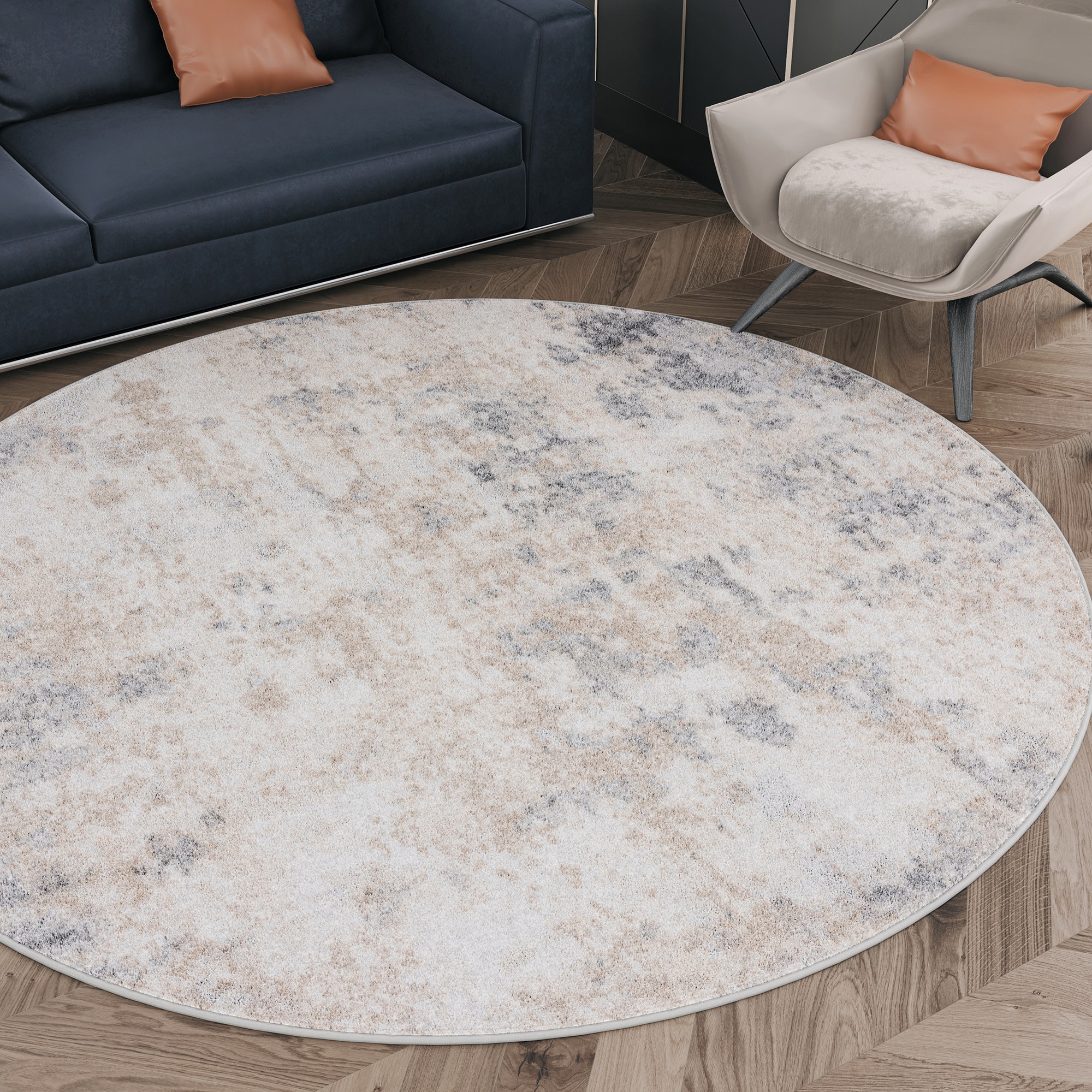 Tayse DIA1100 6RND Diamond 6 x 6 (ft) Loomed Polypropylene Gray Round Indoor Abstract Industrial Area rug