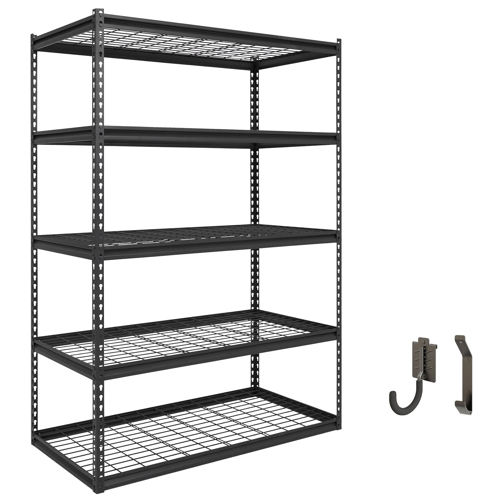 Shuntong B-ATLAS482472-5D1000 The Atlas 5 -Tier Heavy Duty Black Steel Utility shelving unit ( 48-in W x 24-in D x 72-in H )