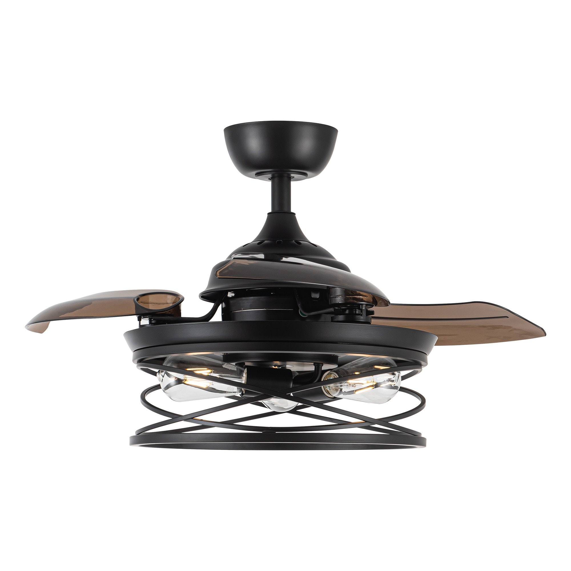 Parrot Uncle F3509110V 36-in Matte Black Indoor Fandelier Ceiling Fan and Remote (3-Blade)