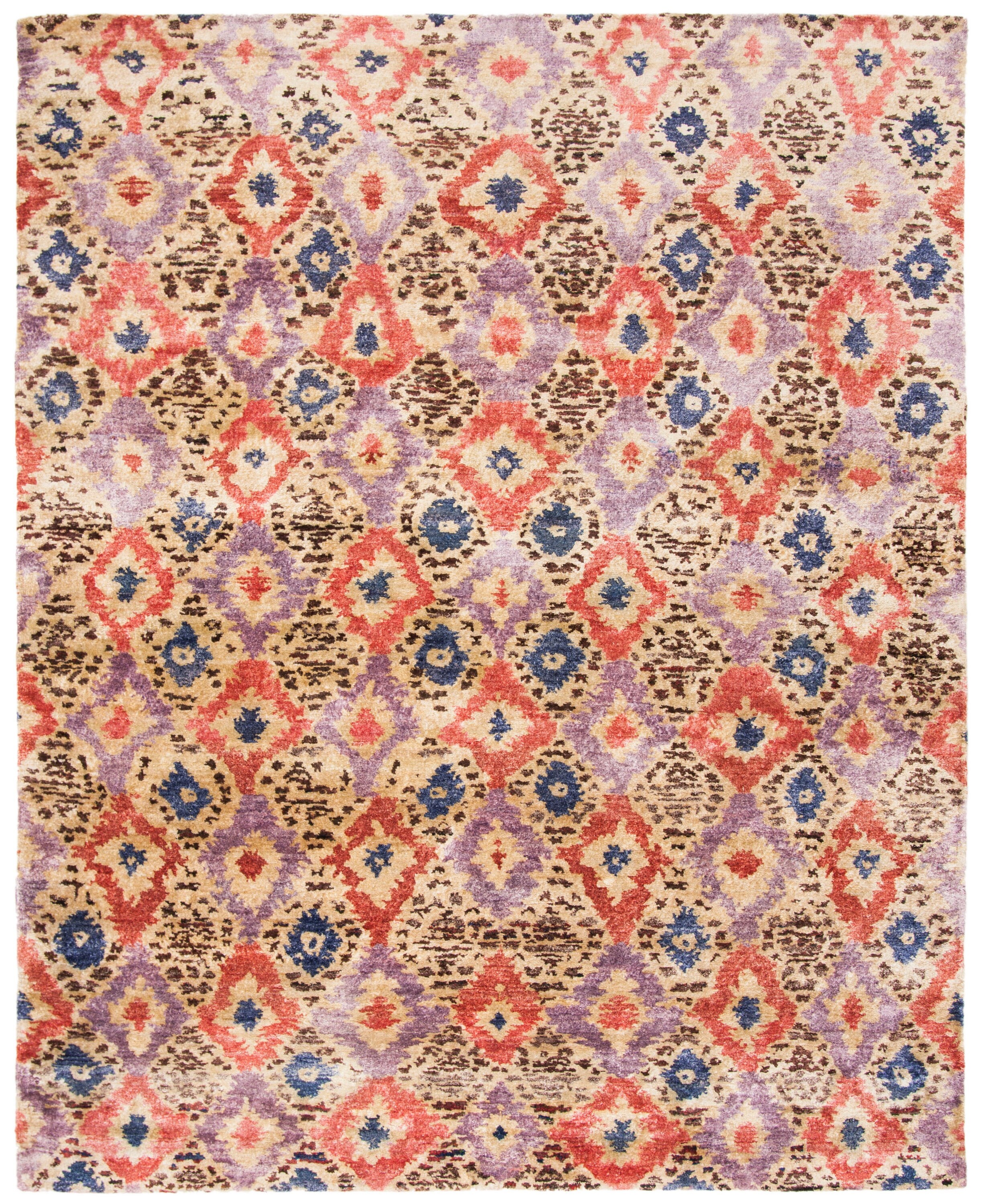 Luxor 8' x 10' Multicolor Hand-Knotted Silk Geometric Rug