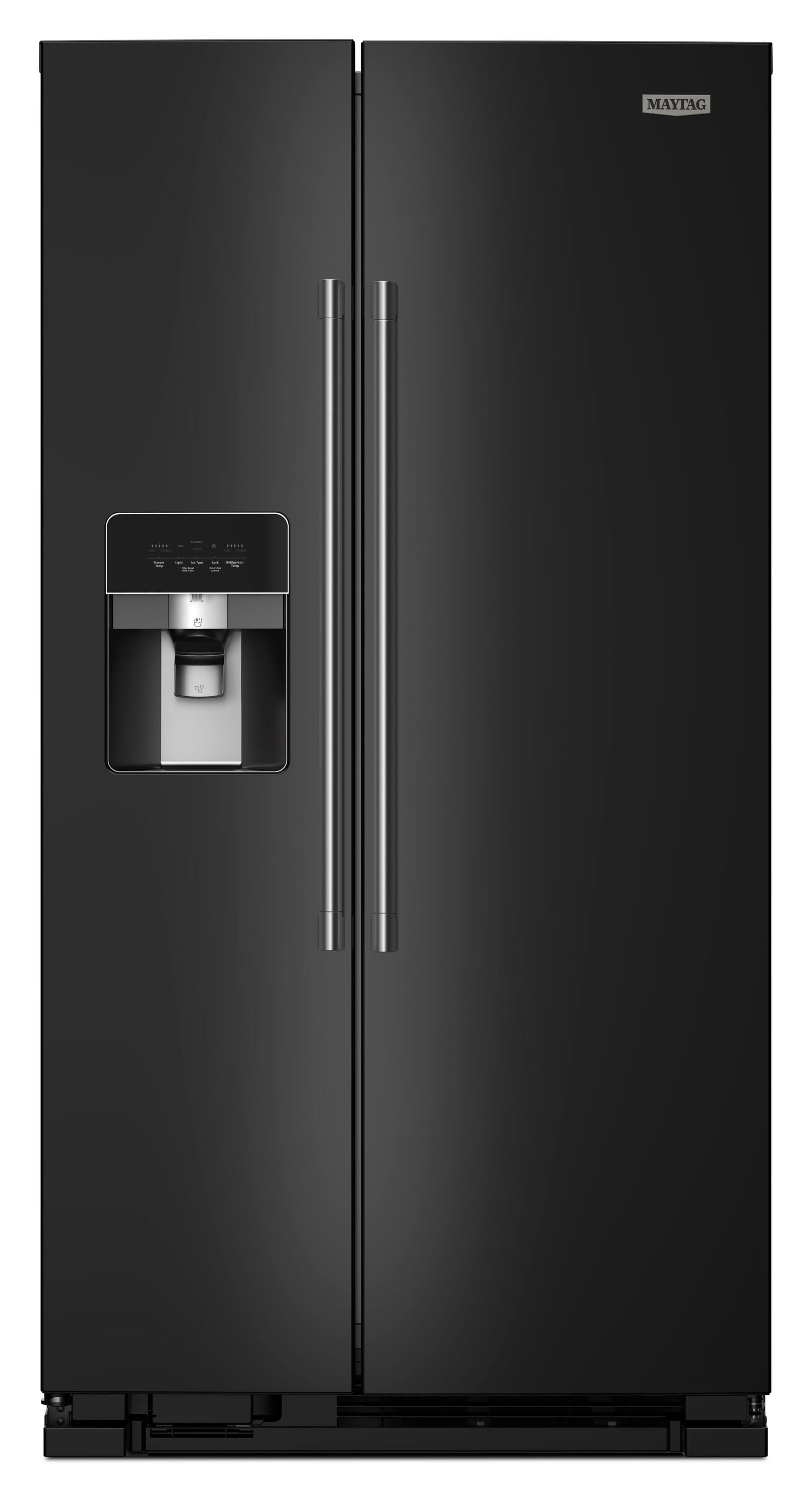 Maytag MRSF4036PB 24.55-cu ft Side-by-Side Refrigerator with water dispenser (Black)