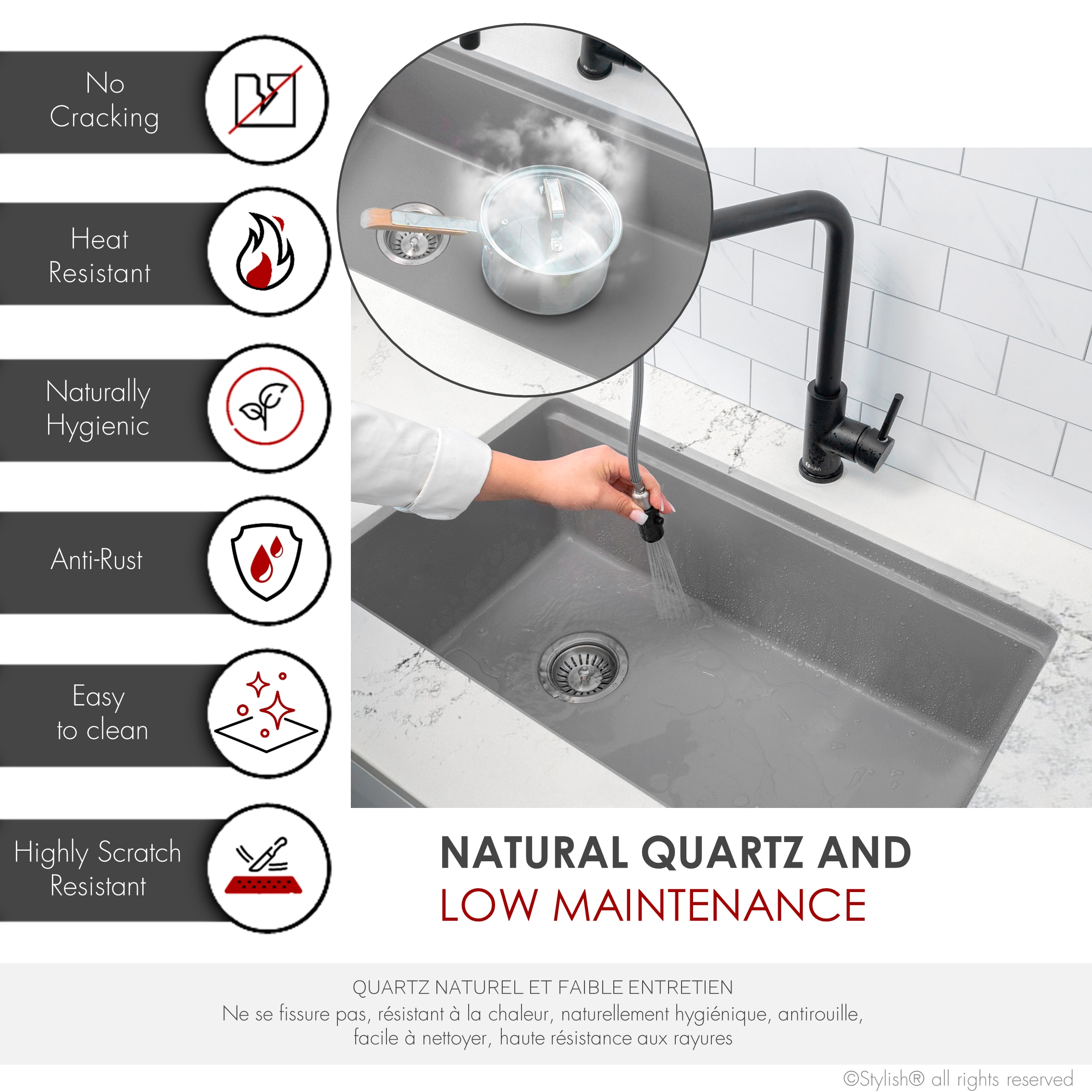 Stylish S-828WL Kitchen-Sinks - View #4