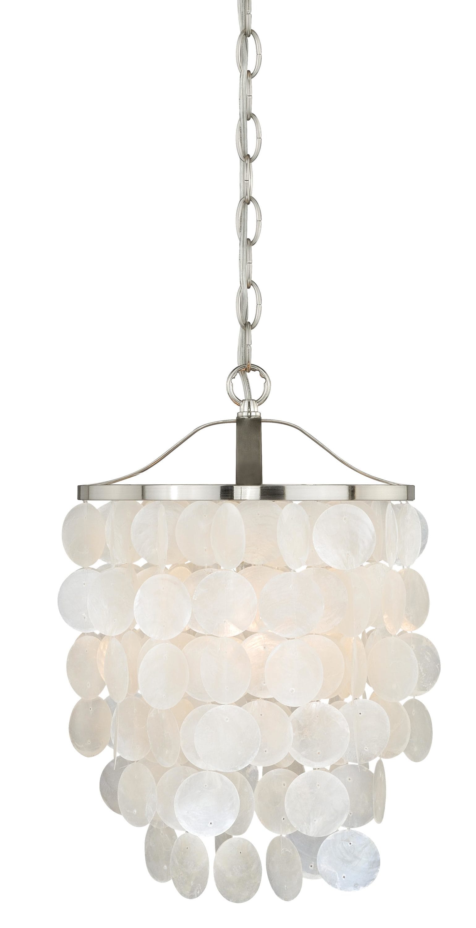 Cascadia P0138 Elsa 1 -Light Satin Nickel Coastal Teardrop Medium Hanging Pendant light