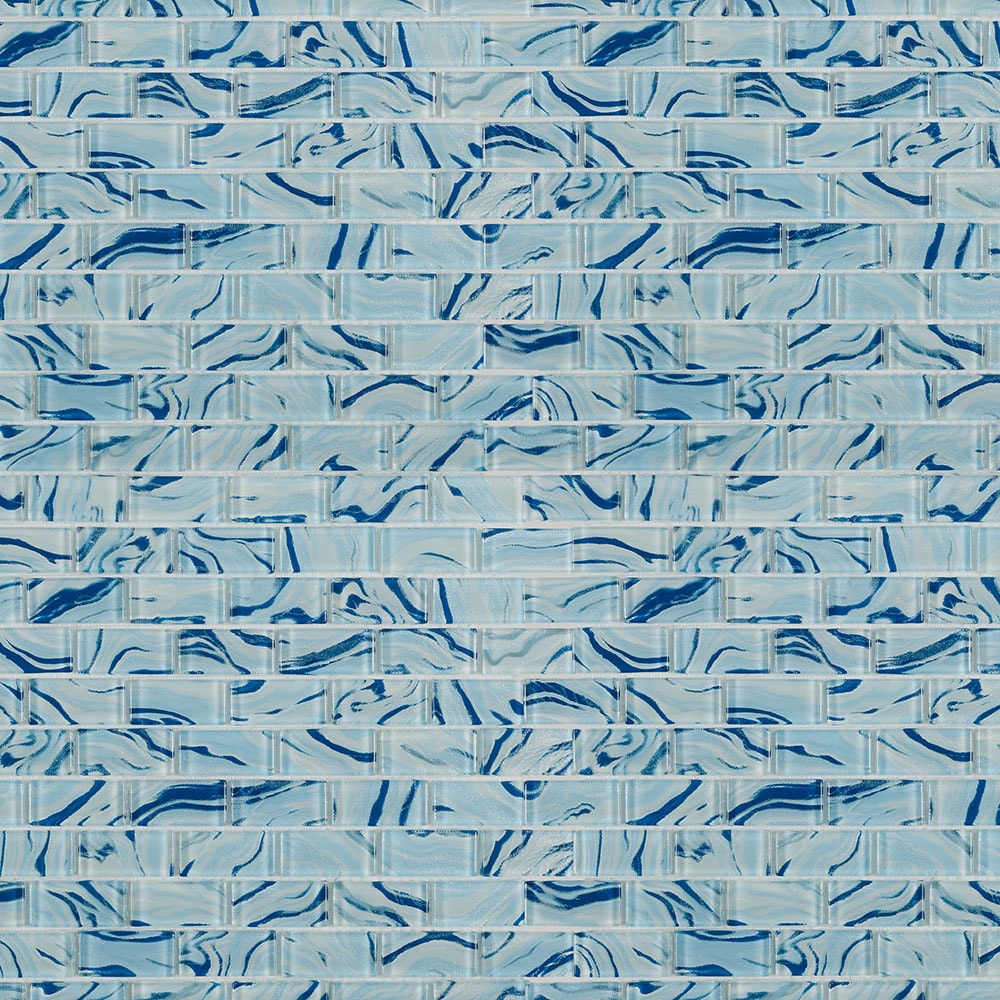 Waves LWWAV23061251 BAYVIEW 12-in x 13-in Glossy Glass Patterned Mosaic Floor and Wall Tile ( 0.968-sq ft Piece