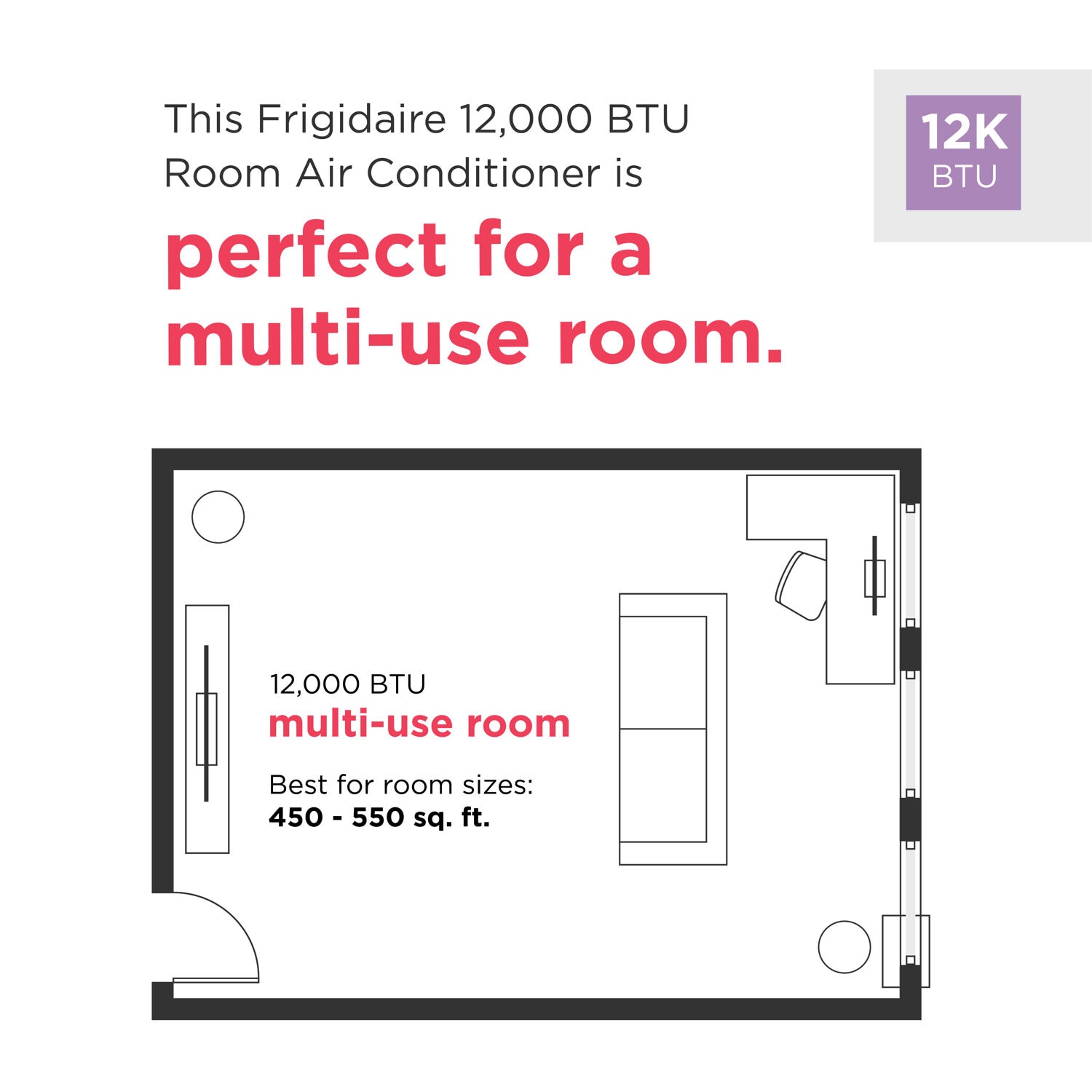 Frigidaire 550-sq ft Window Air Conditioner with Remote (115-Volt, 12000-BTU) Wi-Fi enabled FHWW124WD1 Sansujyuku sansujyuku.com