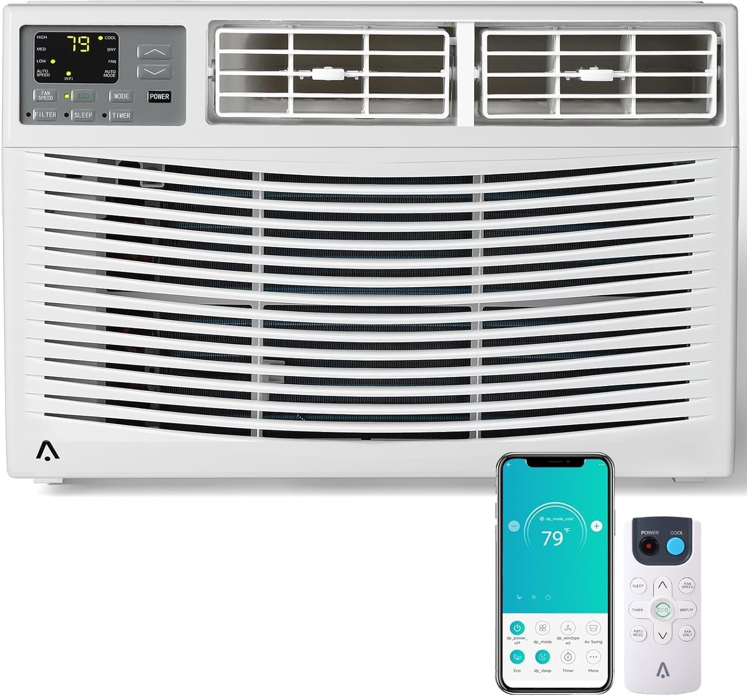 Qeetex FFF050 12000 BTU Window Air Conditioner Quiet Window Air Conditioner with Smart WIFI Control for 550 Sq. Ft. Room Cooling/Fan/Dry Mode Bedroom/Apartment/Dormitory