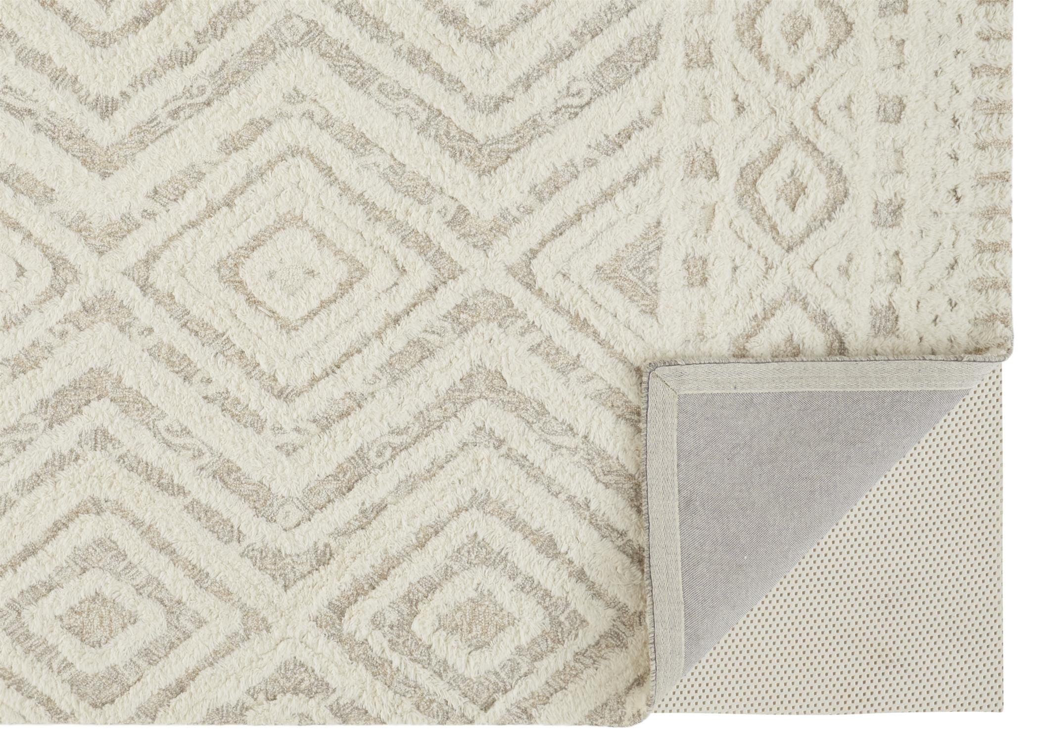 Handmade Geometric Blue Wool 27" Tufted Easy-Care Rug