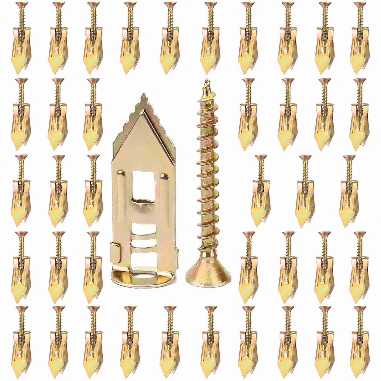 Aoibox  80 Piece Metal Expansion Bolt Kit with 40 Drywall Anchors and 40 Flat Head Self Tapping Screws