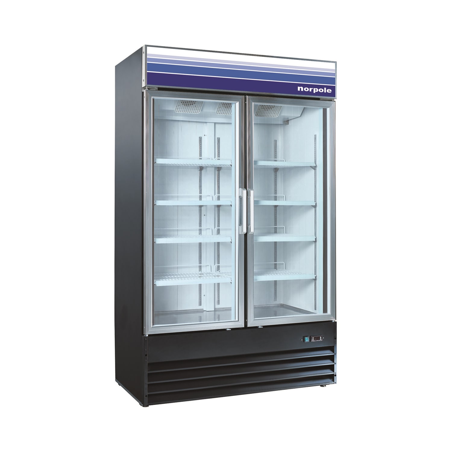 Norpole NPGF2-SB 29-Cu. Feet Commercial Refrigerators 2 Glass -Door Reach-In ( Black )