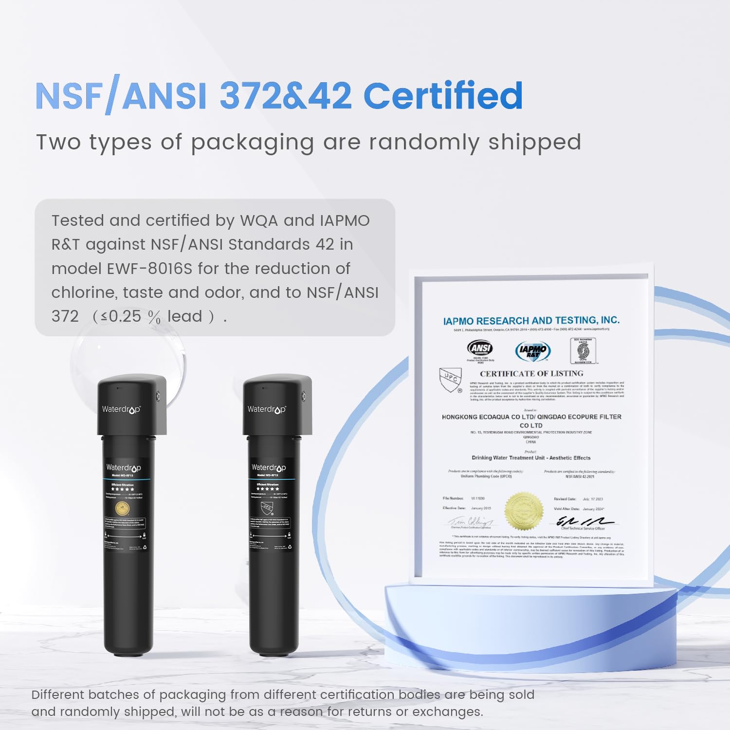Waterdrop Black Under Sink Water Filter System with NSF Certification