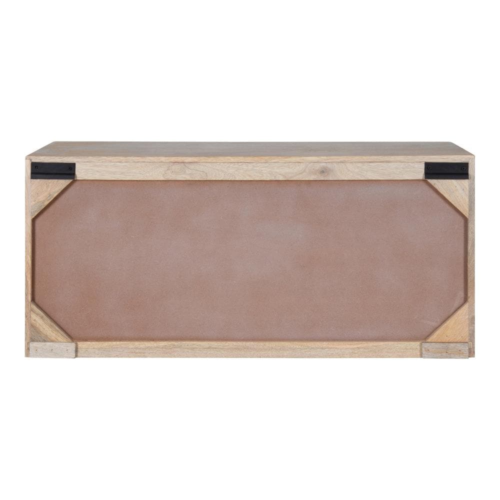Whitewashed Mango Wood 2-Door Wall Cabinet with Chevron Design