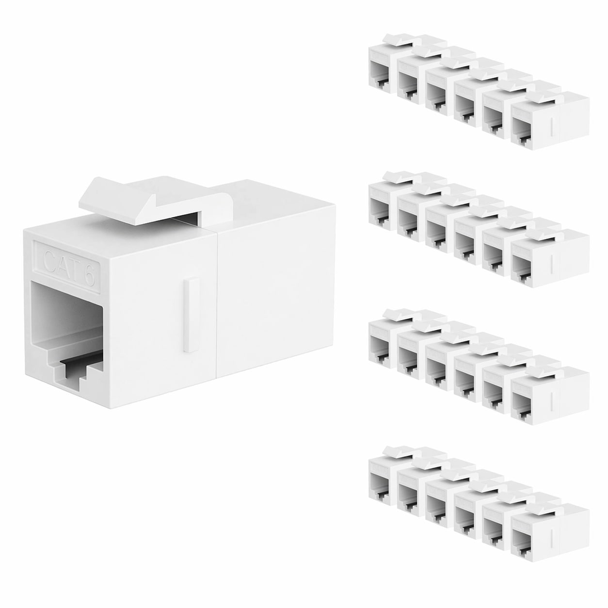 Aoibox  RJ45 Cat6 Keystone Coupler 25 Pack Female to Female UTP Inline Jack Inserts for Wall Plates and Patch Panels White
