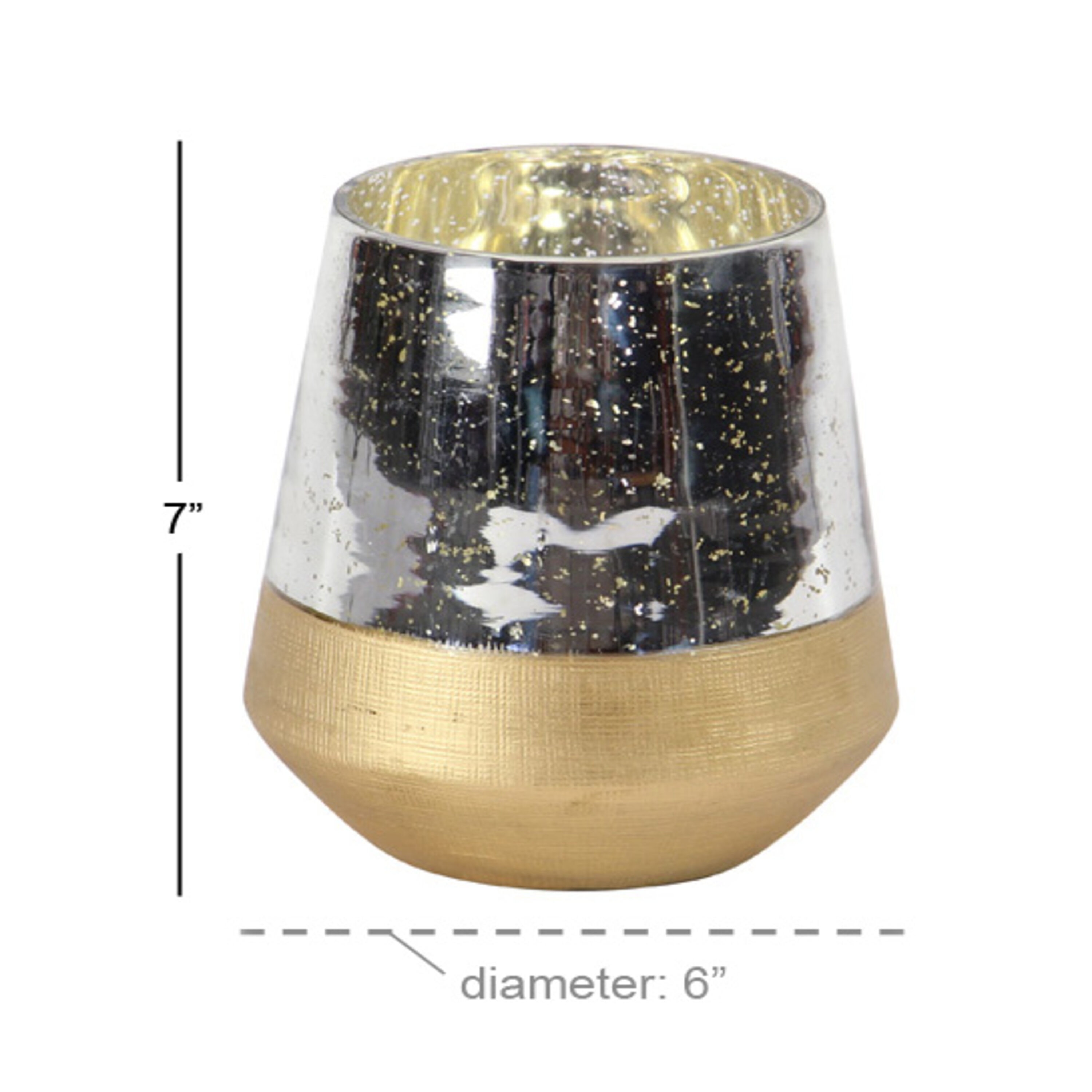 Gold and Silver Glass Hanging Candle Lantern, 7"