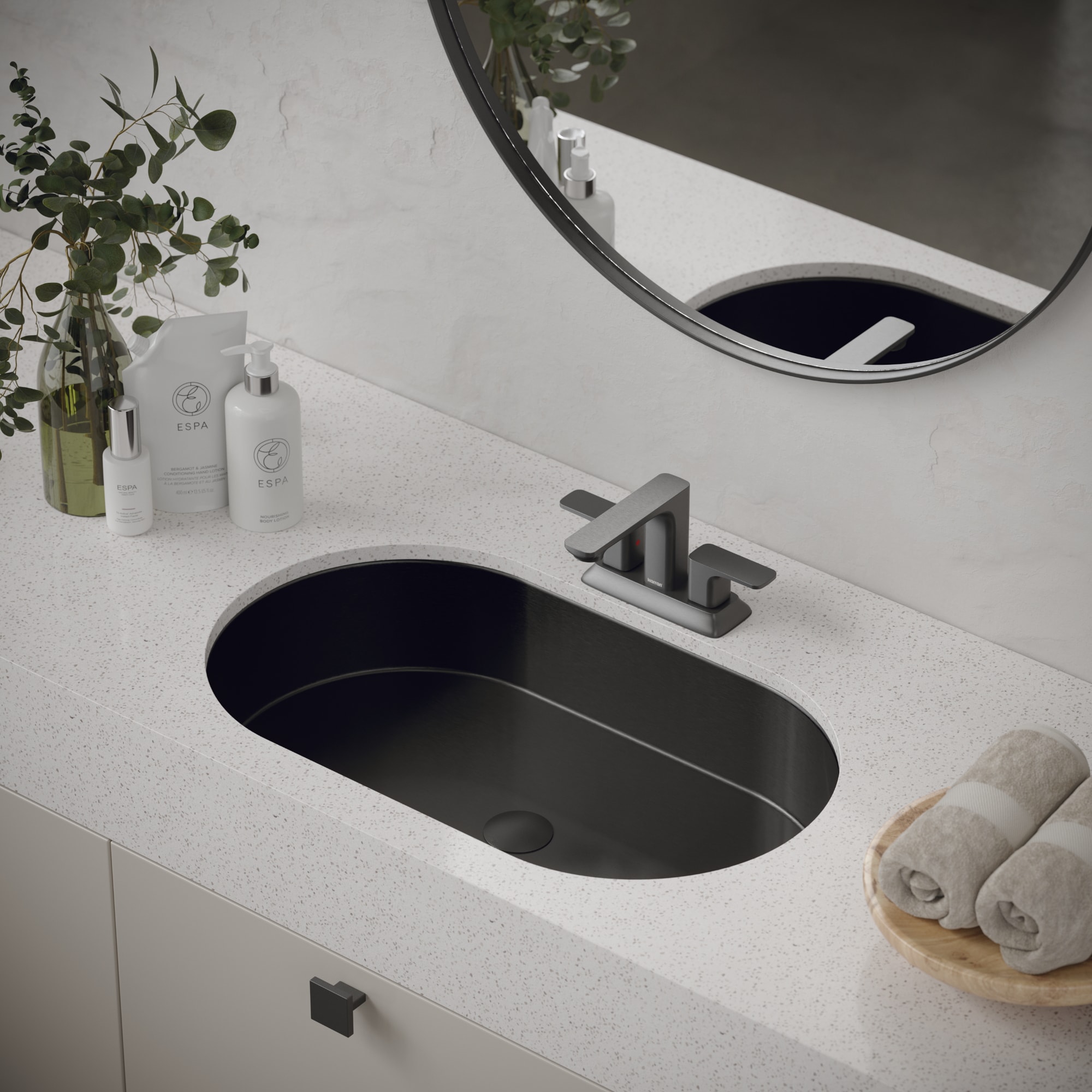 Karran CCU200GG Stainless steel Undermount Oval Traditional Gunmetal Grey Bathroom Sink with Drain Included ( 27.5-in x 17-in )