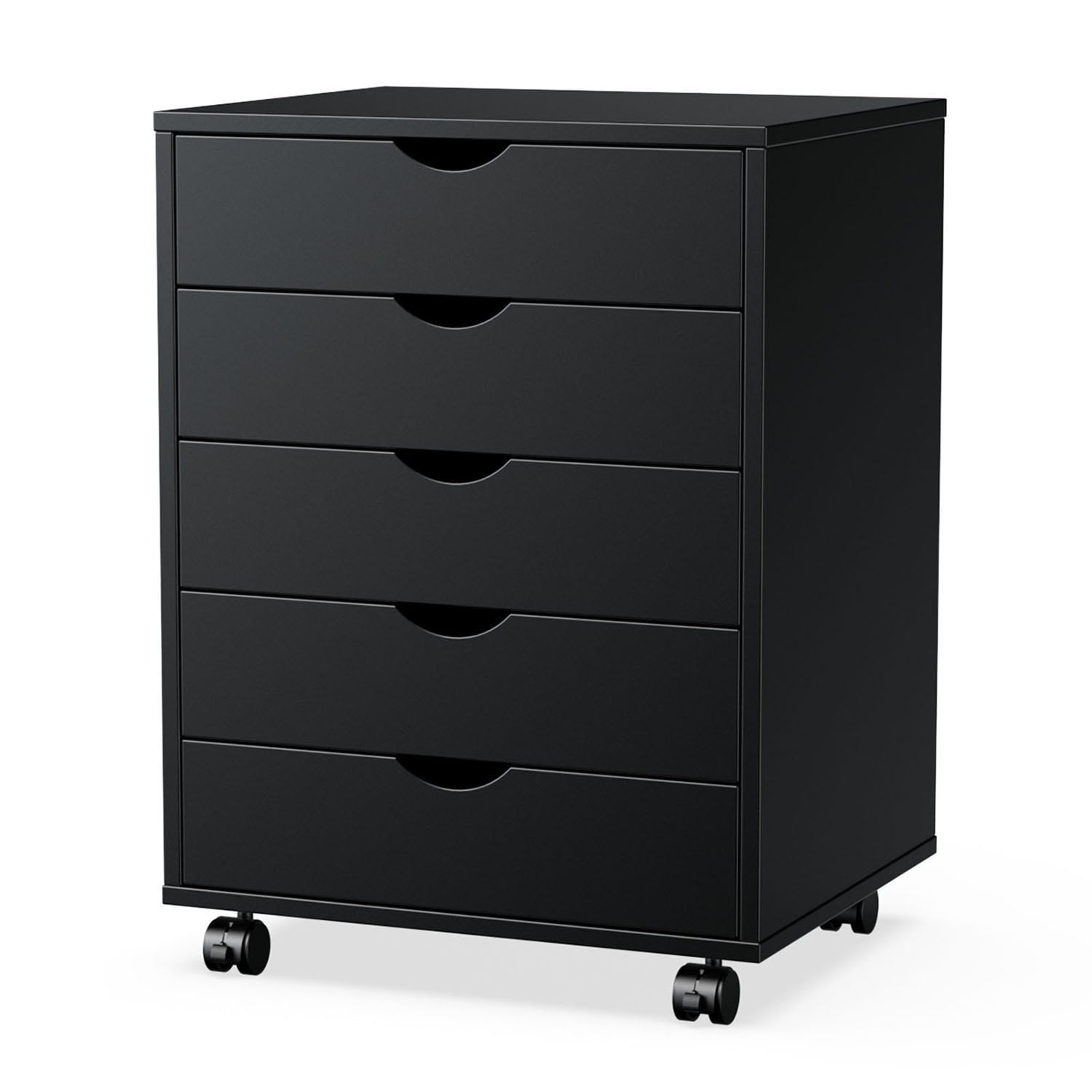 GZMR GZ-W22198 5 Drawer Chest - Storage Cabinets Dressers Black 5 -Drawer 18.7-in File Cabinet
