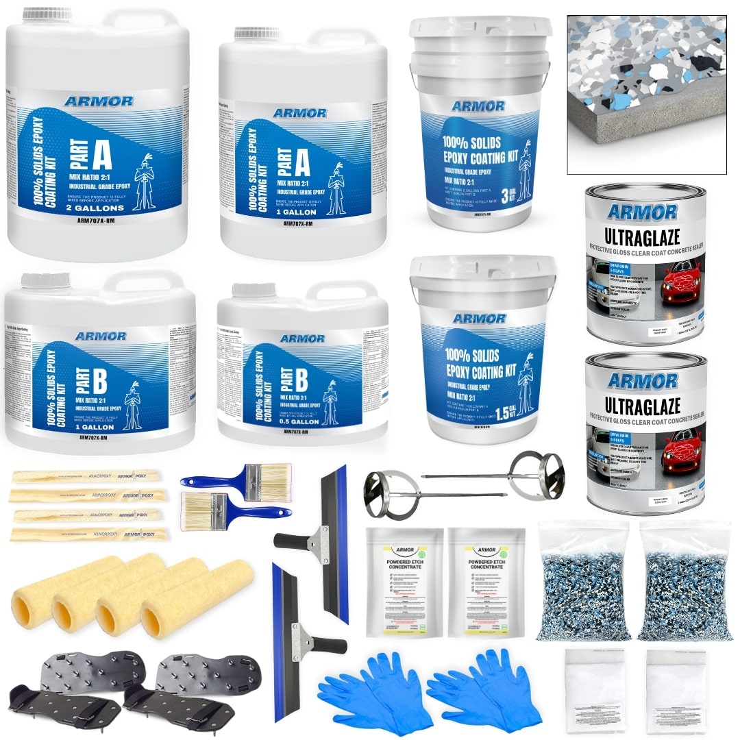 Armorpoxy 110004 900 SQ FT 28-PC-Epoxy Kit 2-part Medium Gray With Flakes Epoxy Concrete and Garage Floor Paint ( 4.5-gallon )