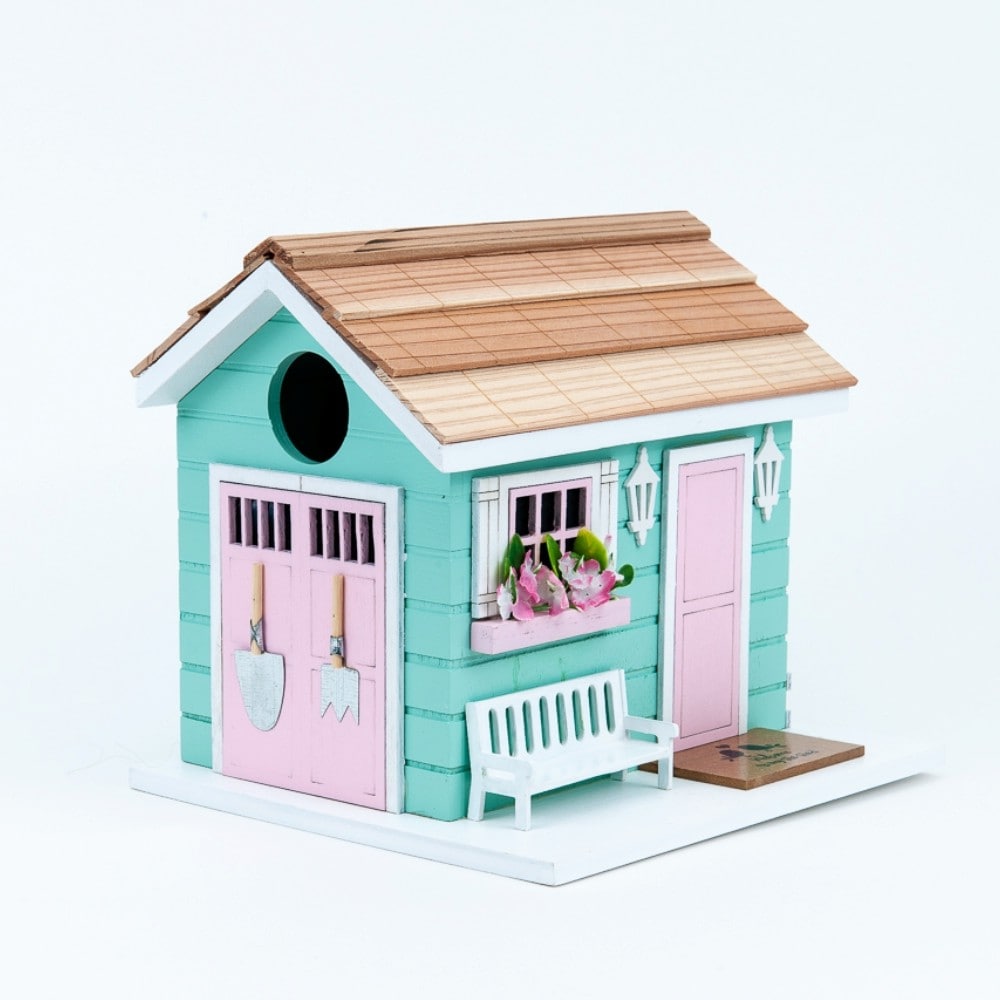 Home Bazaar HB-7611S 6.75-Inches H Blue Wood Finches Aviary Bird House