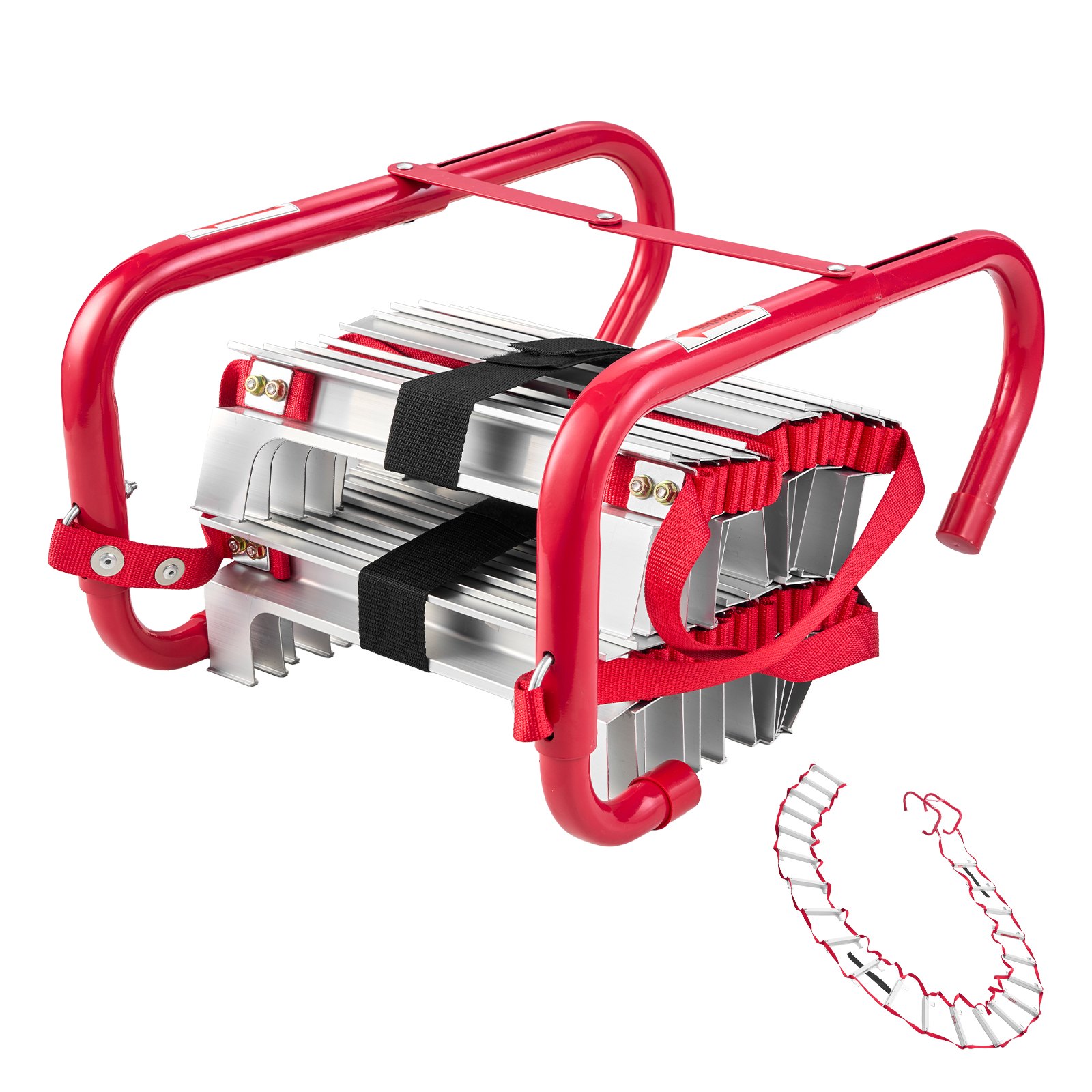 Mecale 3-Story 25-ft Aluminum Retractable Fire Escape Ladder 1000-lb with Anti-Slip Wide Rungs and Hooks