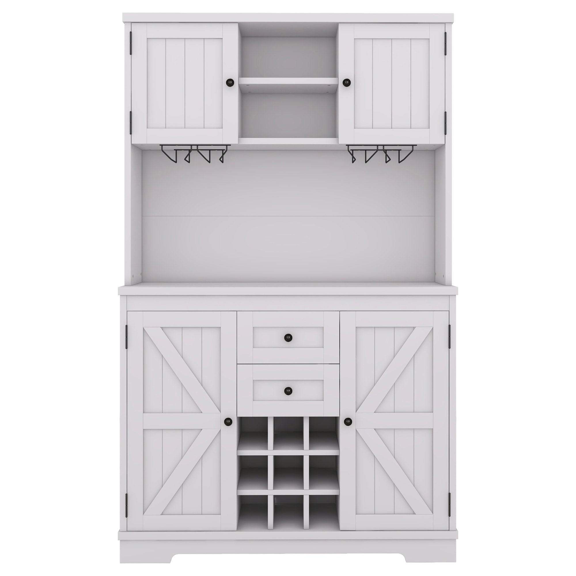 SINOFURN SYD330002WT Contemporary/Modern White Pantry with Wine Storage
