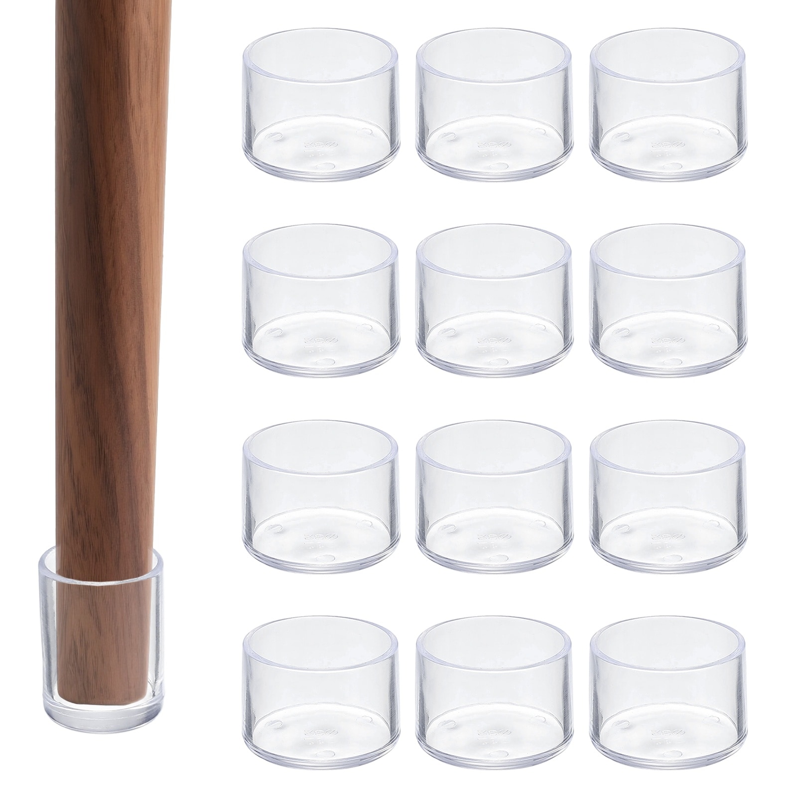 Unique Bargains - 12pcs Transparent Chair Leg Floor Protectors 1 1/4inch Round PVC Chair Leg Caps...