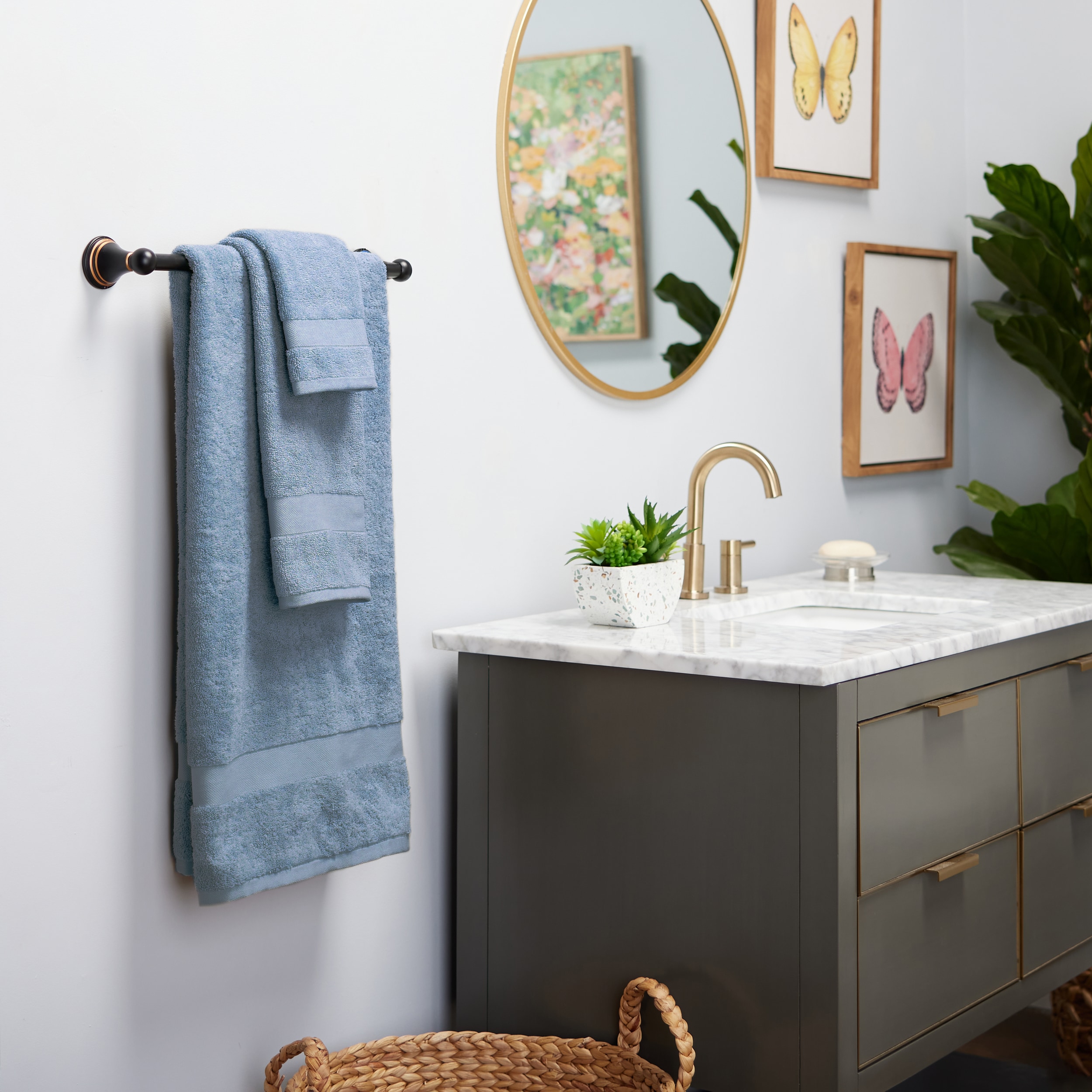 allen + roth TRDRWHDNM Denim Cotton Wash Cloth