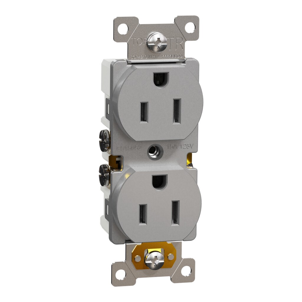 Square D X Series 15 -Amp 125-volt Tamper Resistant Residential Duplex Outlet Dual Type A , Matte Gray #SQR42101GY