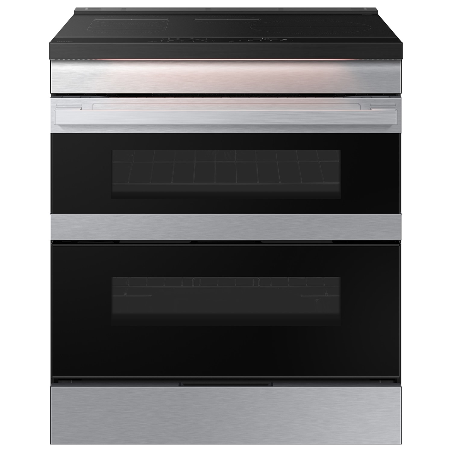 Samsung Bespoke 30-in 4 Burners 6.3-cu ft 3.4-cu ft / 2.7-cu ft Air Fry Convection Oven Slide-in Double Induction Range (Stainless Steel) #NSI6DG9550SR