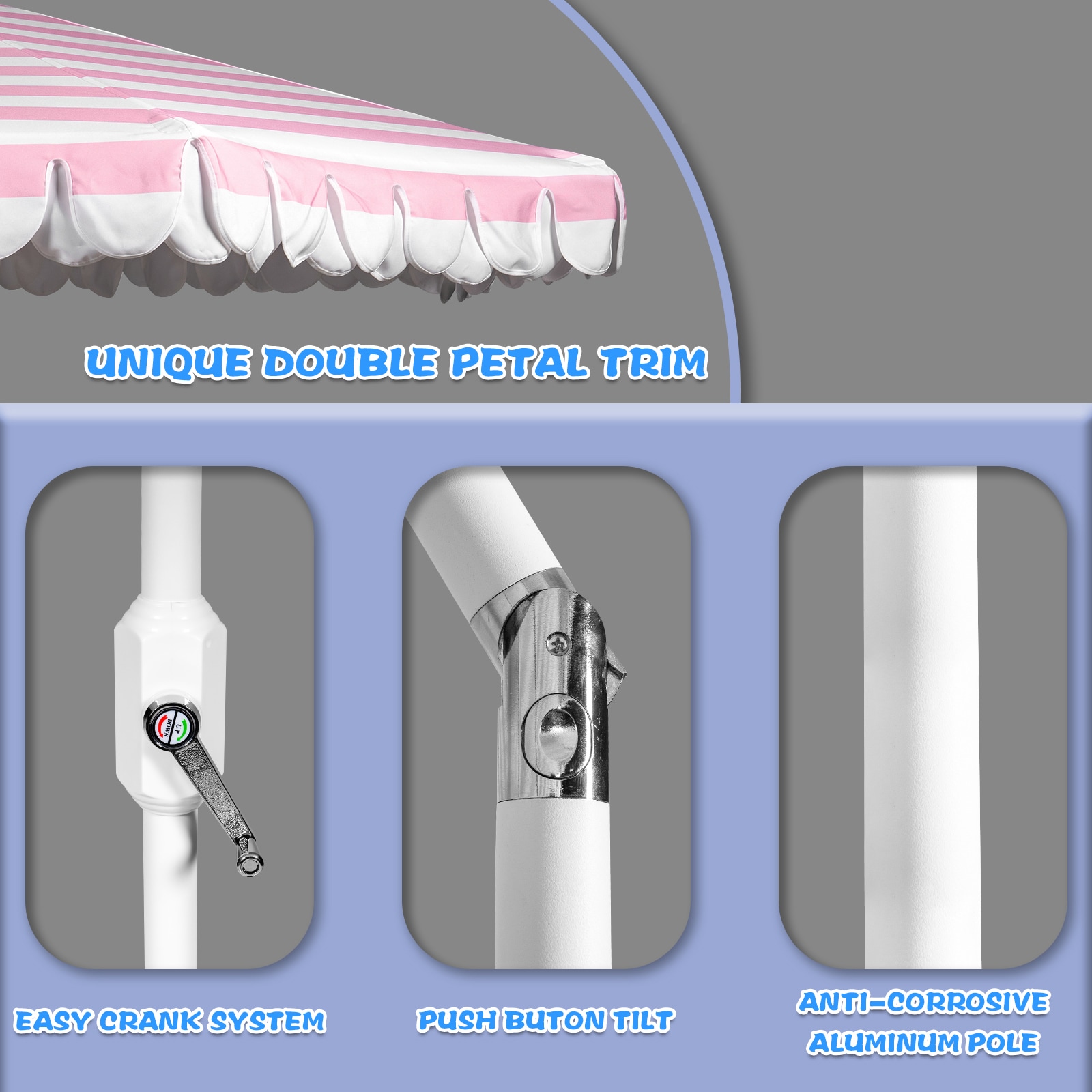 GARSING 9FT-SKIRT-PINKWHITE Umbrellas-2 - View #7