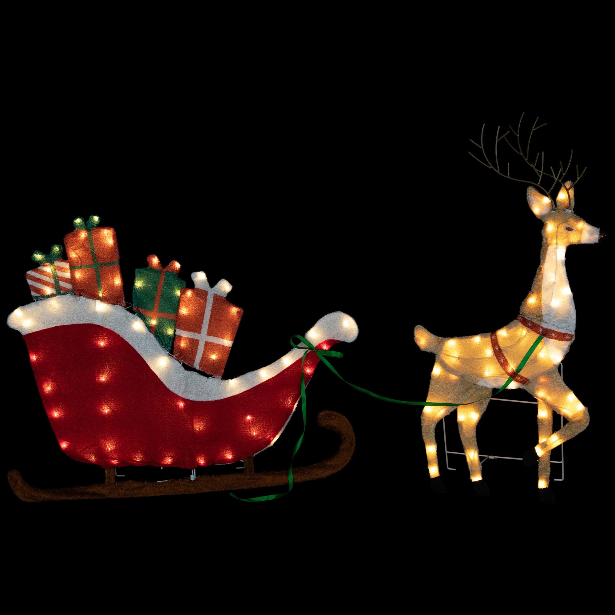 Northlight 30.25-in Reindeer and Sleigh Free Standing