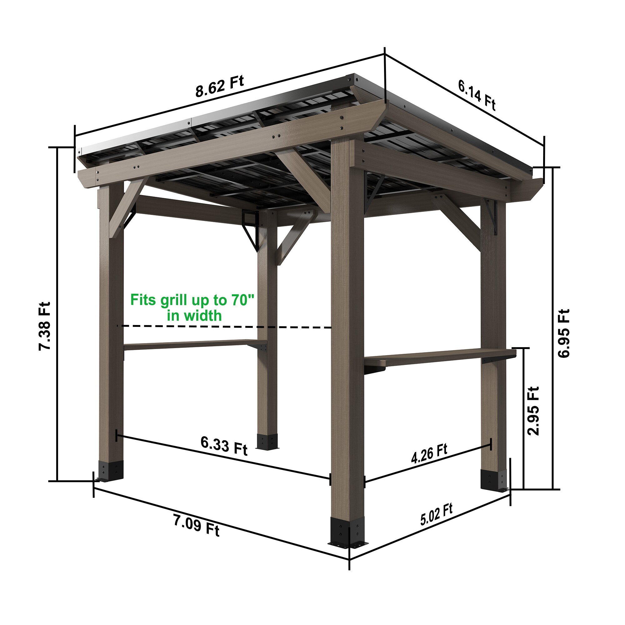 Clihome CLOD0605KTSK86 Wood-Resin-Gazebos - View #4