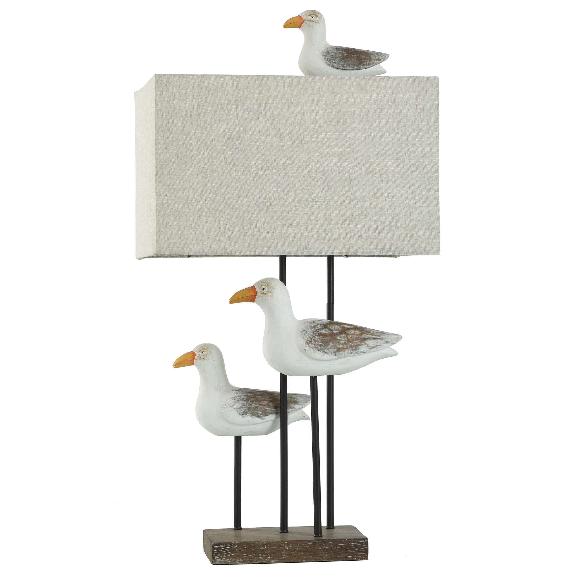 StyleCraft Home Collection Piper Shore Table Lamp - Polyresin Brushed Body - Coastal Seagulls - Oatmeal Shade